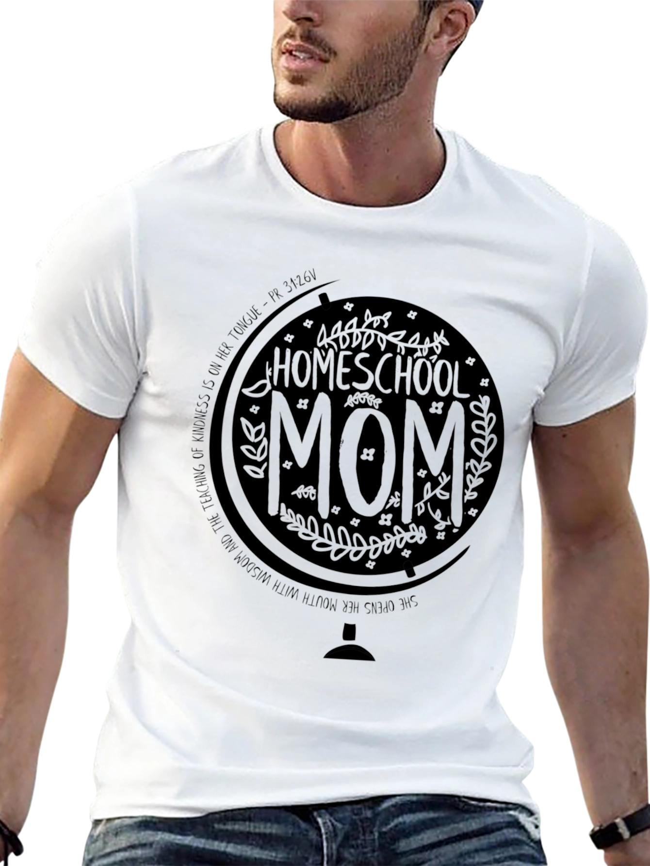 Homeschool Mom T-Shirt Globe Design Black