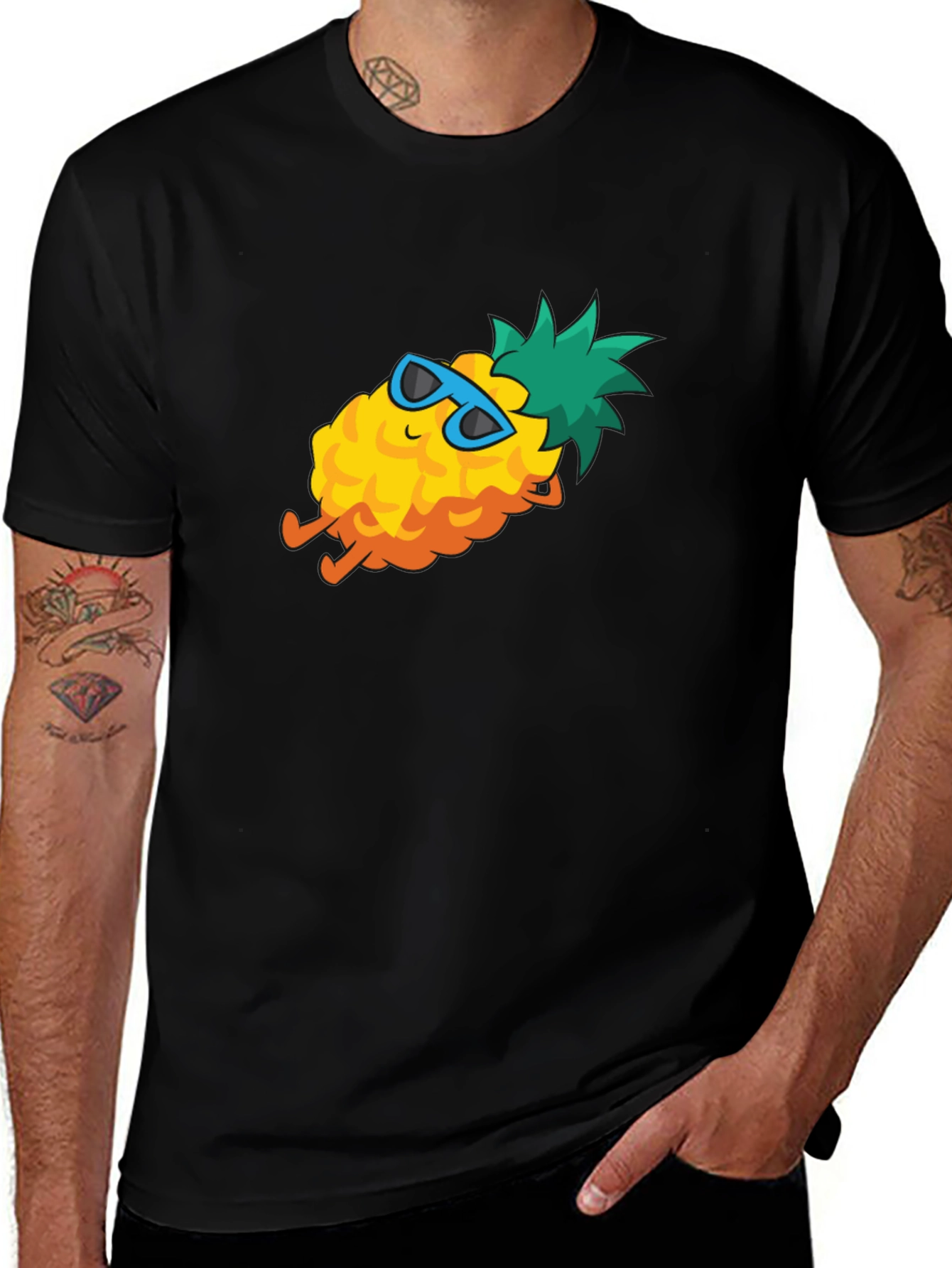 Cool Pineapple Graphic Tee - Black Cotton T-Shirt
