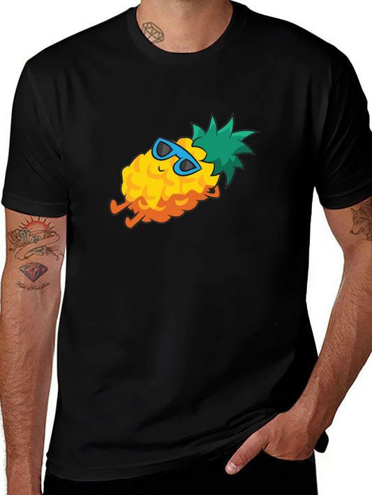 Cool Pineapple Graphic Tee - Black Cotton T-Shirt