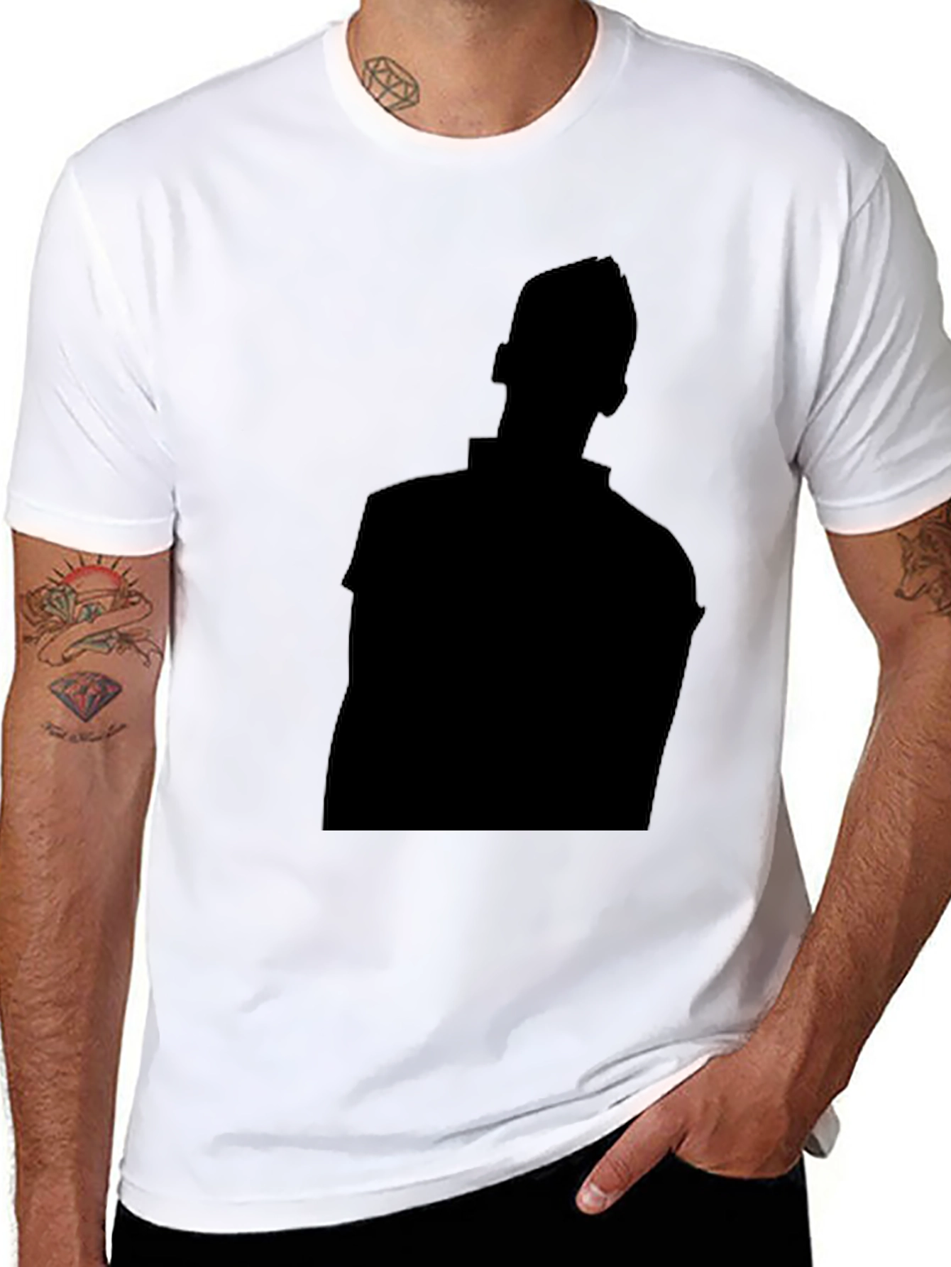 Mens Black Graphic Tee - Silhouette Design