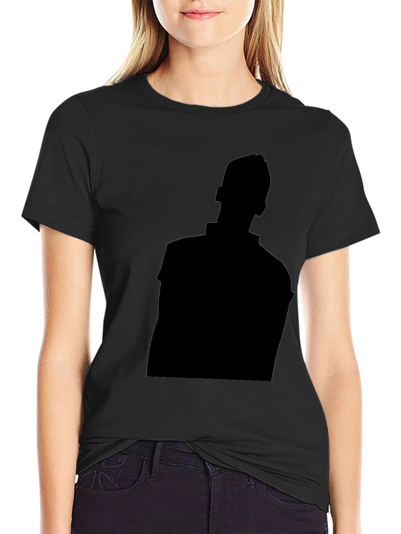 Mens Black Graphic Tee - Silhouette Design