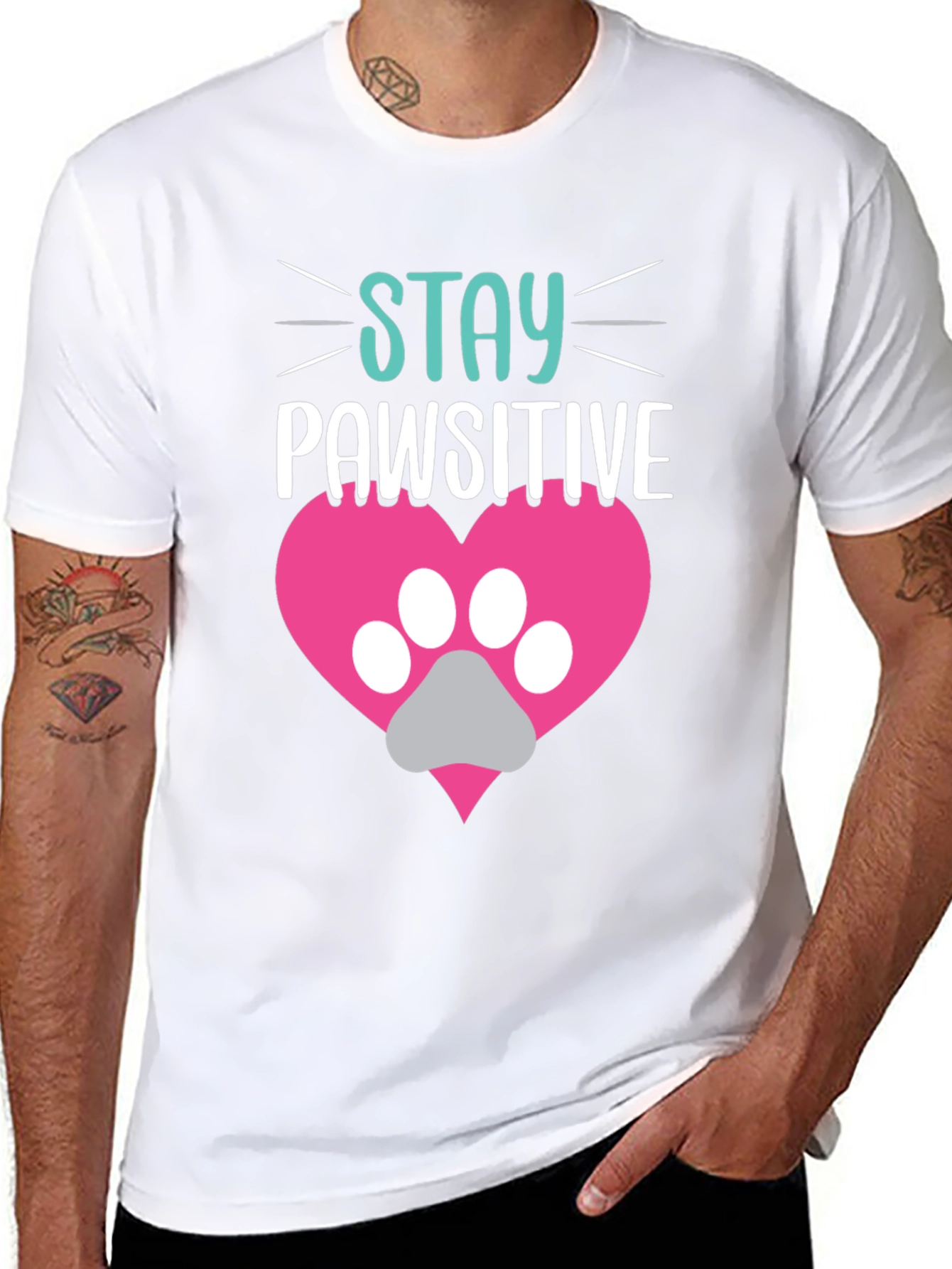 Stay Pawsitive Tee - Cute Pet Lover Shirt