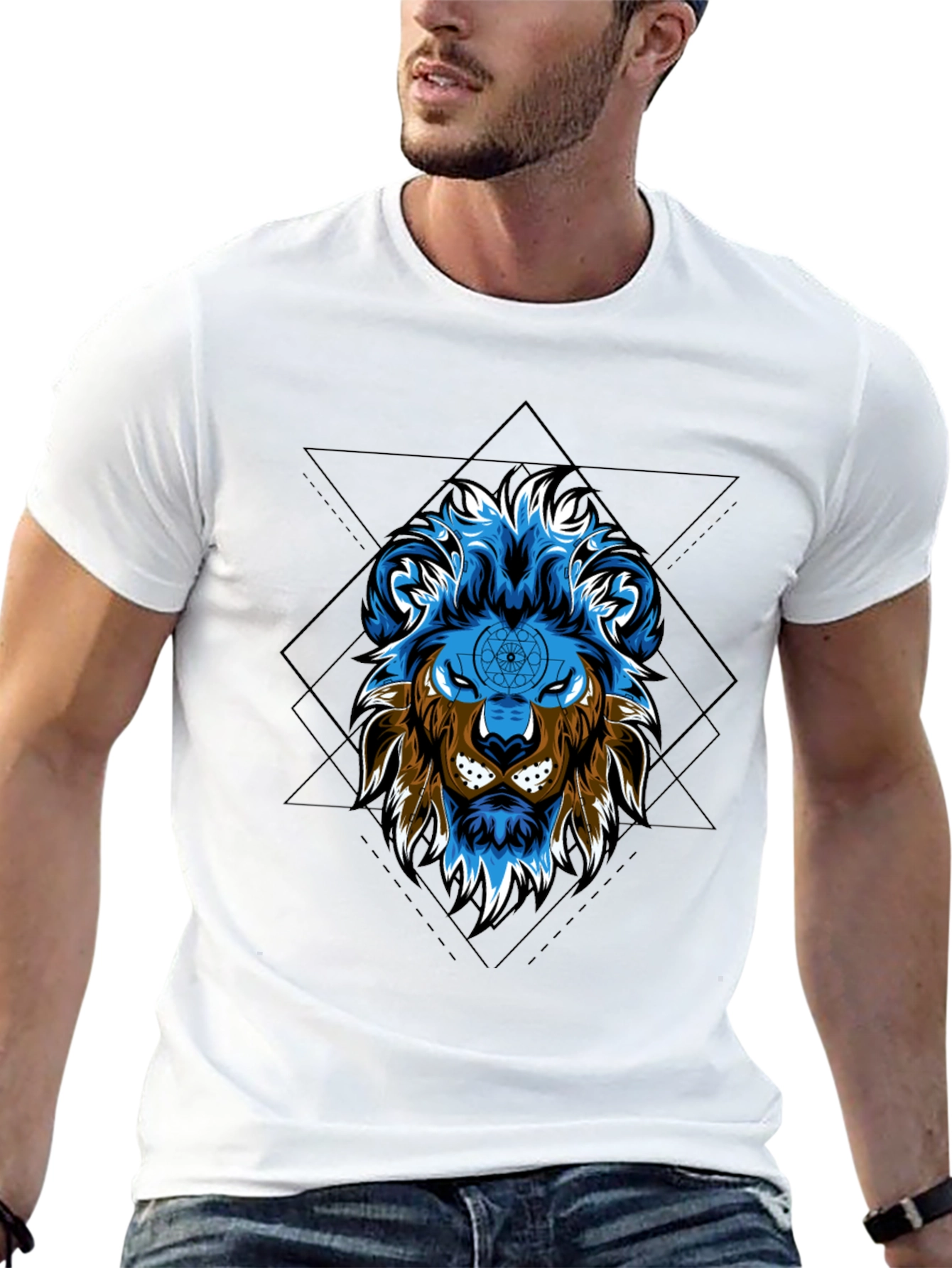 Lion Graphic Print Tee - Black