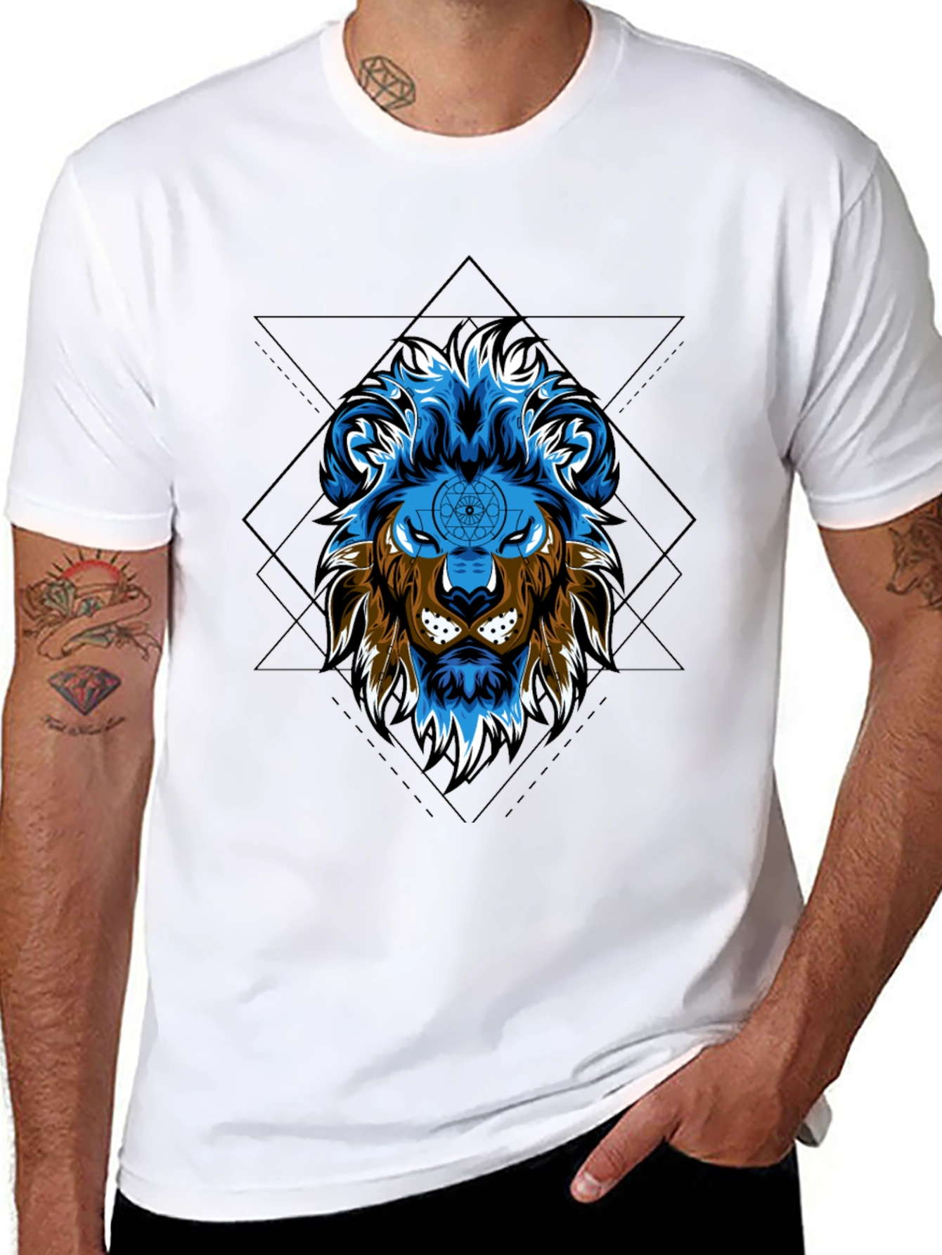 Lion Graphic Print Tee - Black