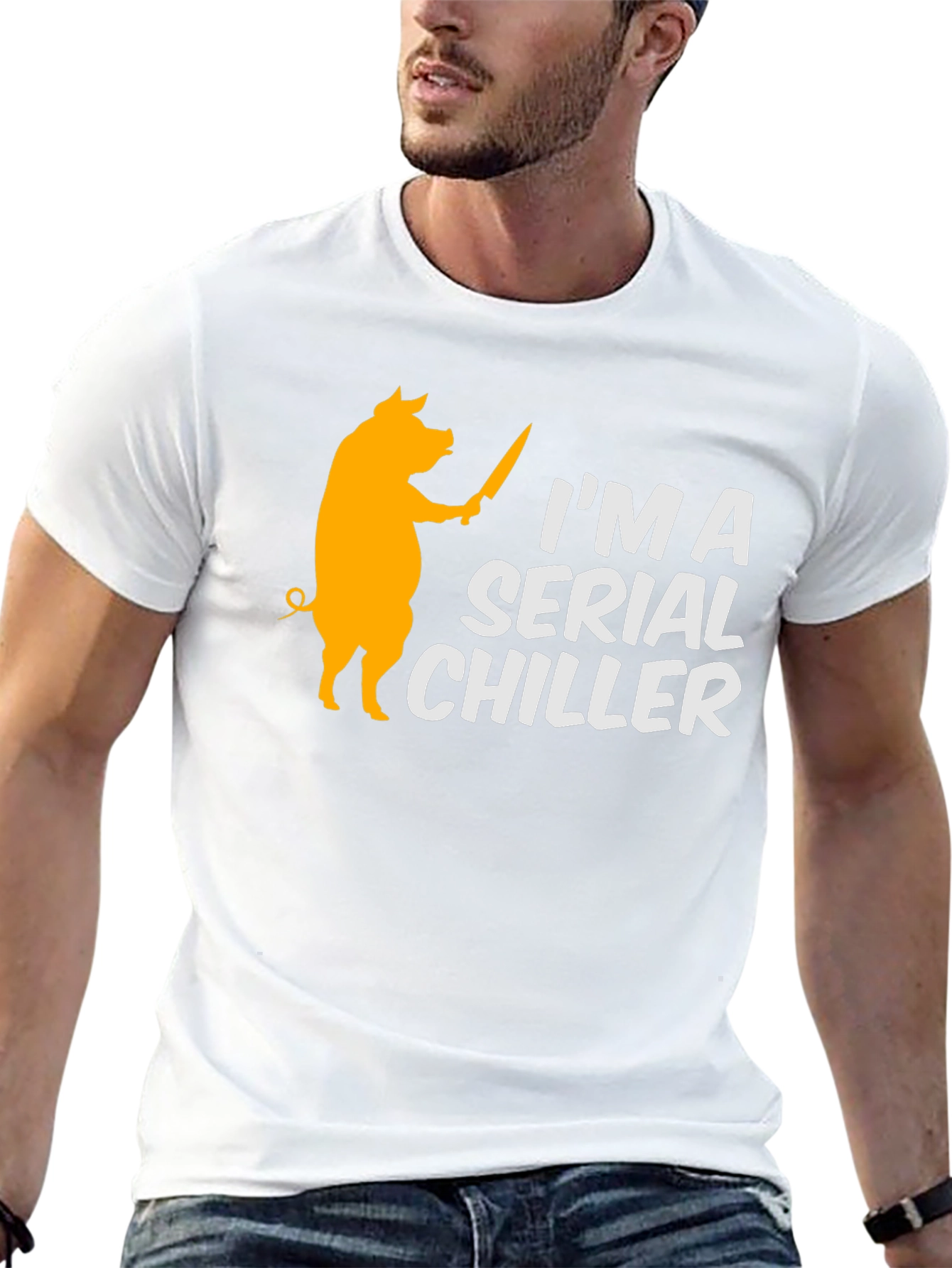 Serial Chiller Pig Graphic Tee - Funny BBQ Shirt