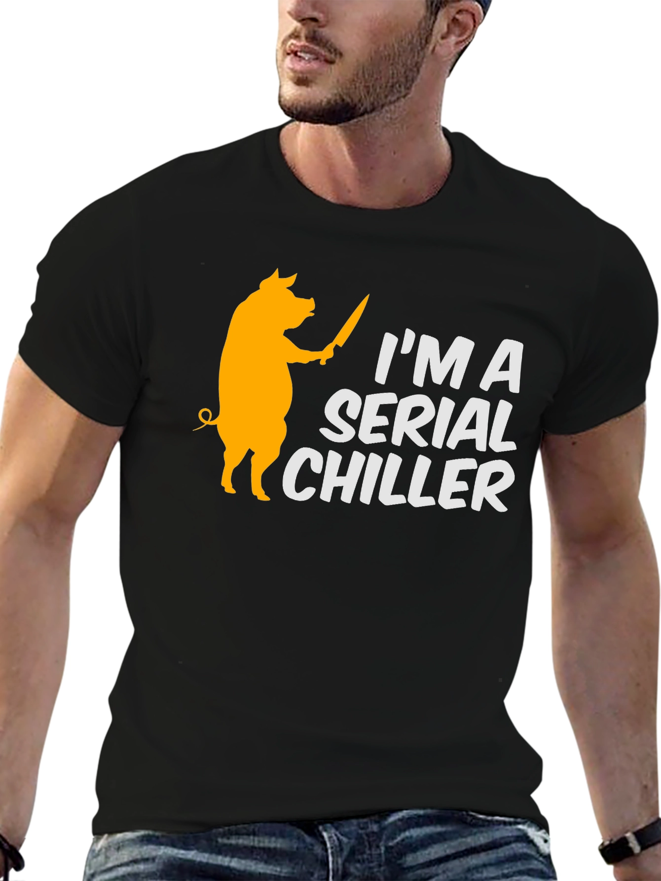 Serial Chiller Pig Graphic Tee - Funny BBQ Shirt