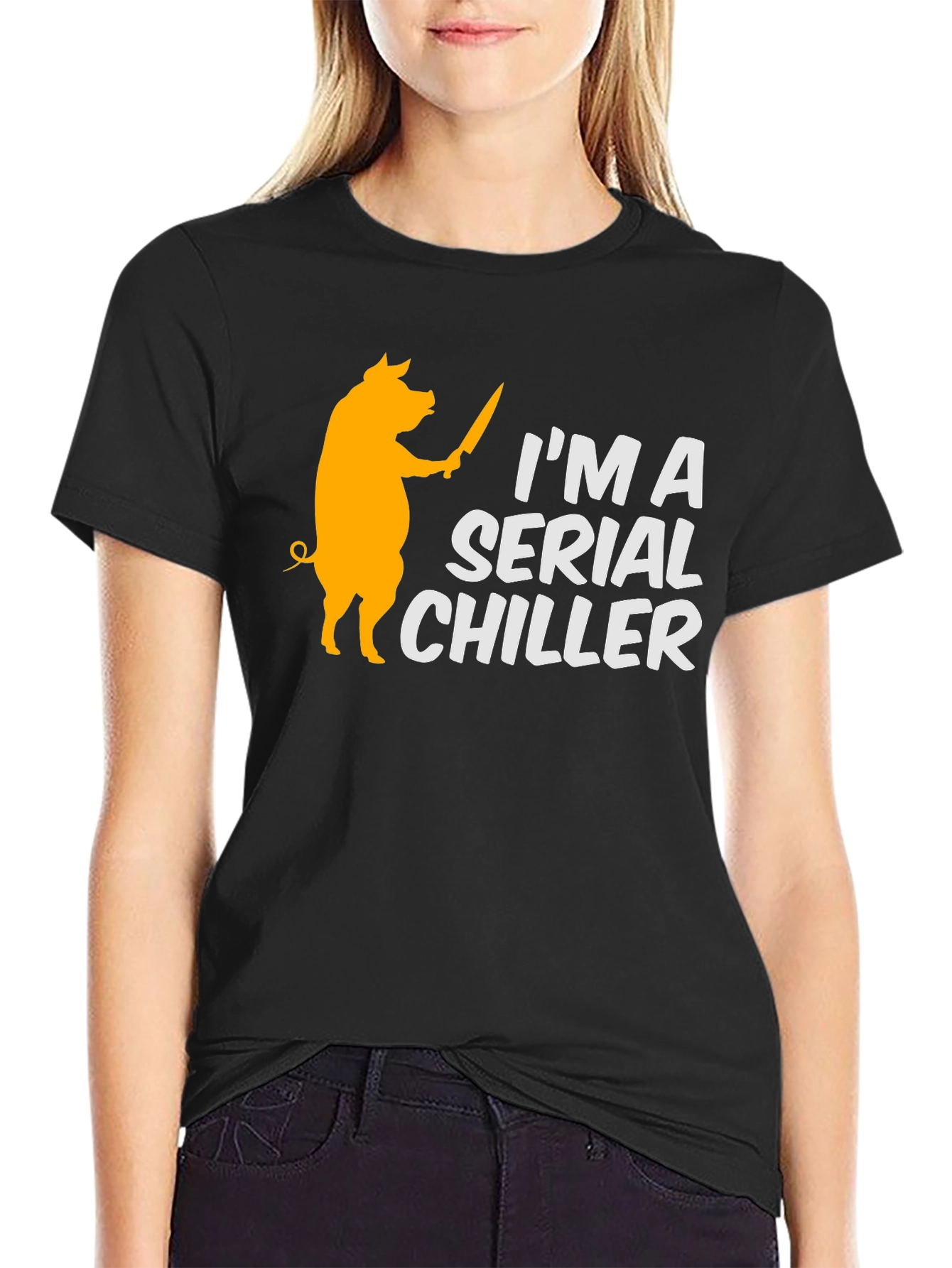 Serial Chiller Pig Graphic Tee - Funny BBQ Shirt