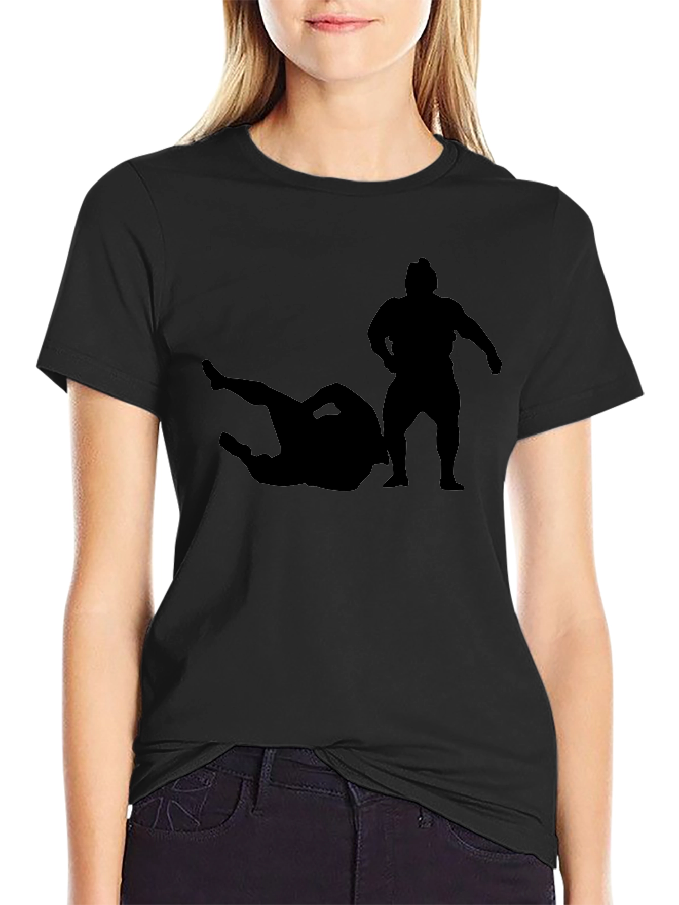 Sumo Wrestler Silhouette T-Shirt - Black