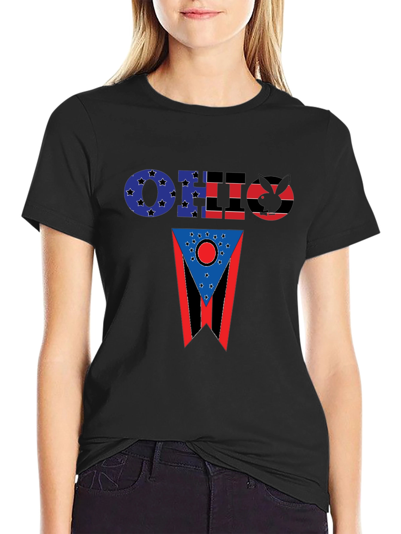 Ohio Flag Graphic Black T-Shirt