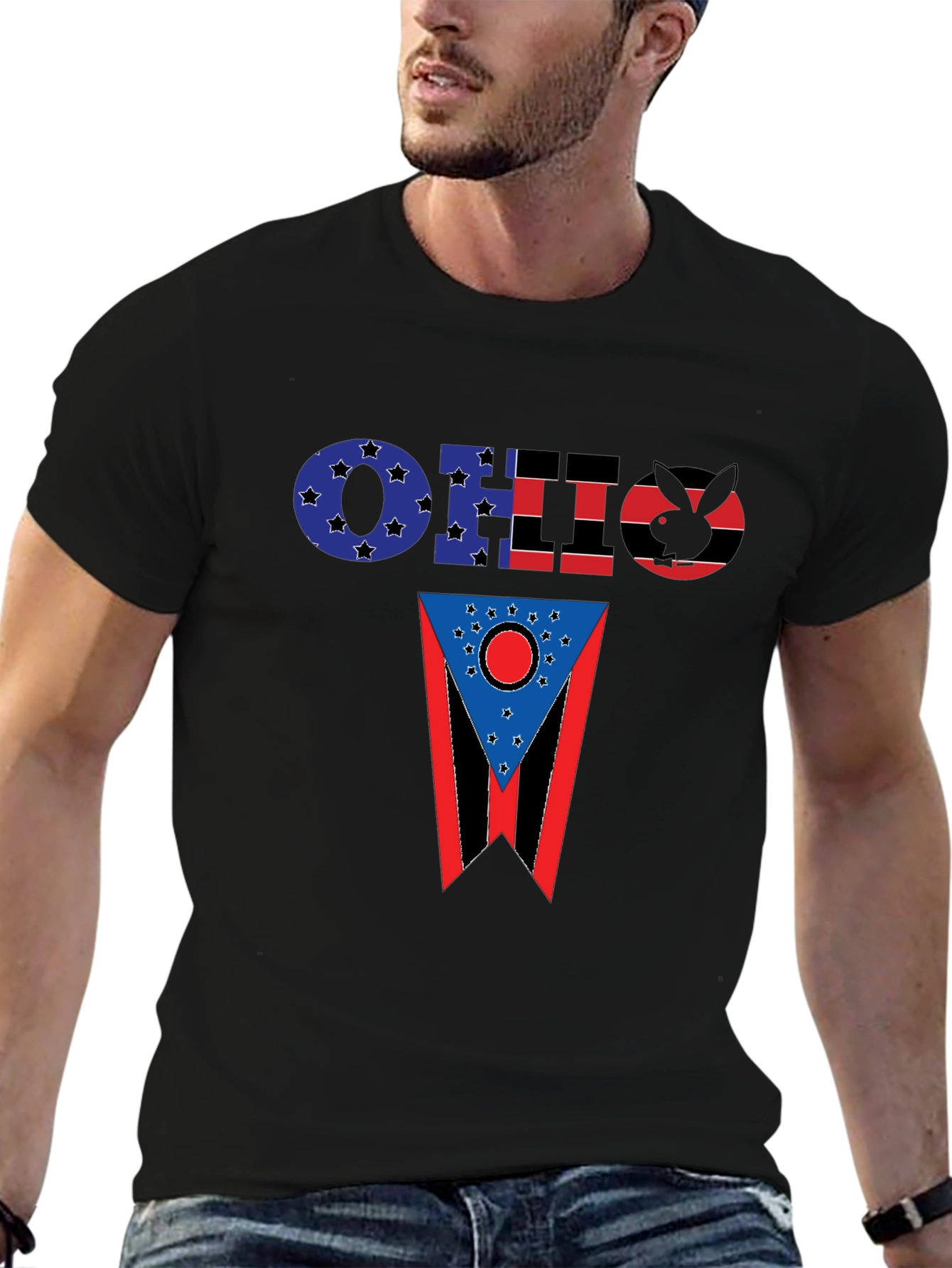 Ohio Flag Graphic Black T-Shirt