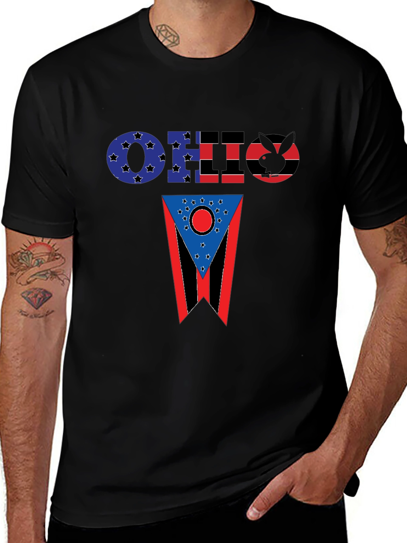 Ohio Flag Graphic Black T-Shirt