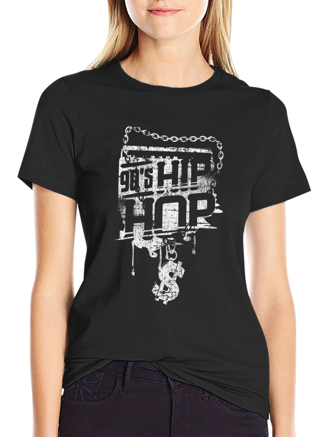 90s Hip Hop Graphic Black T-Shirt