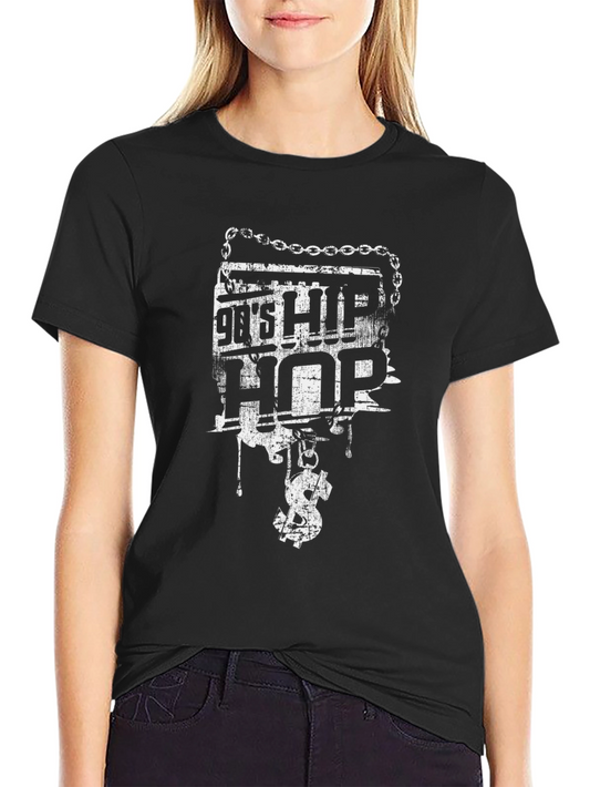 90s Hip Hop Graphic Black T-Shirt