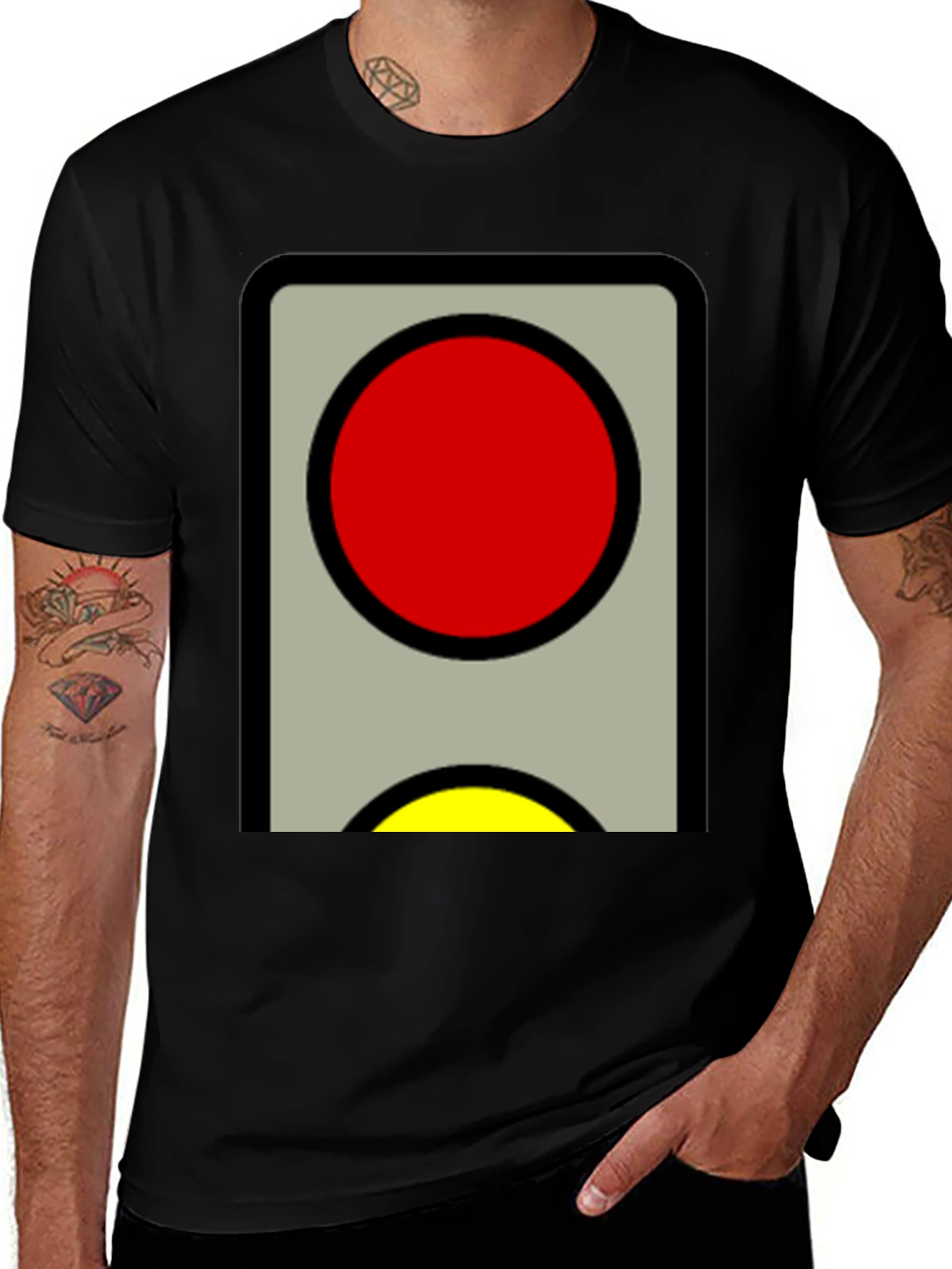 Red and Yellow Traffic Light Graphic Tee