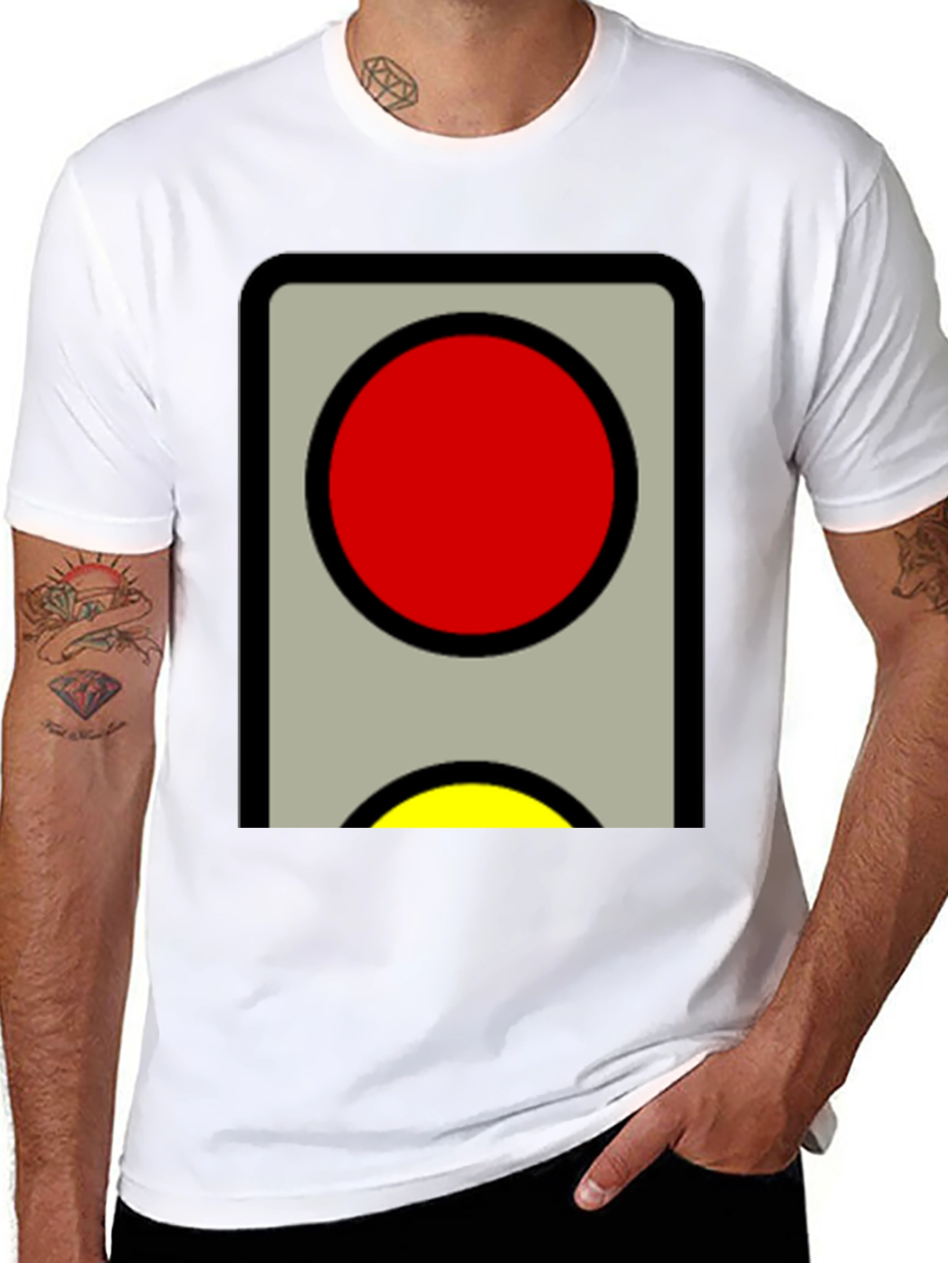 Red and Yellow Traffic Light Graphic Tee