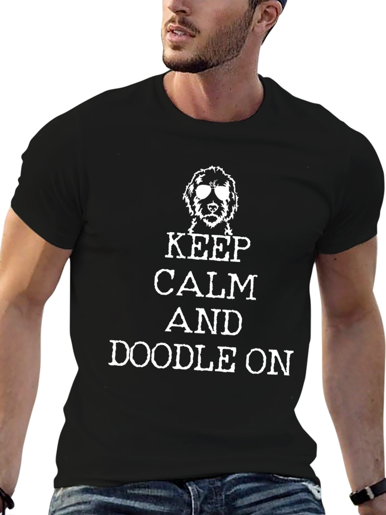 Keep Calm and Doodle On Black T-Shirt