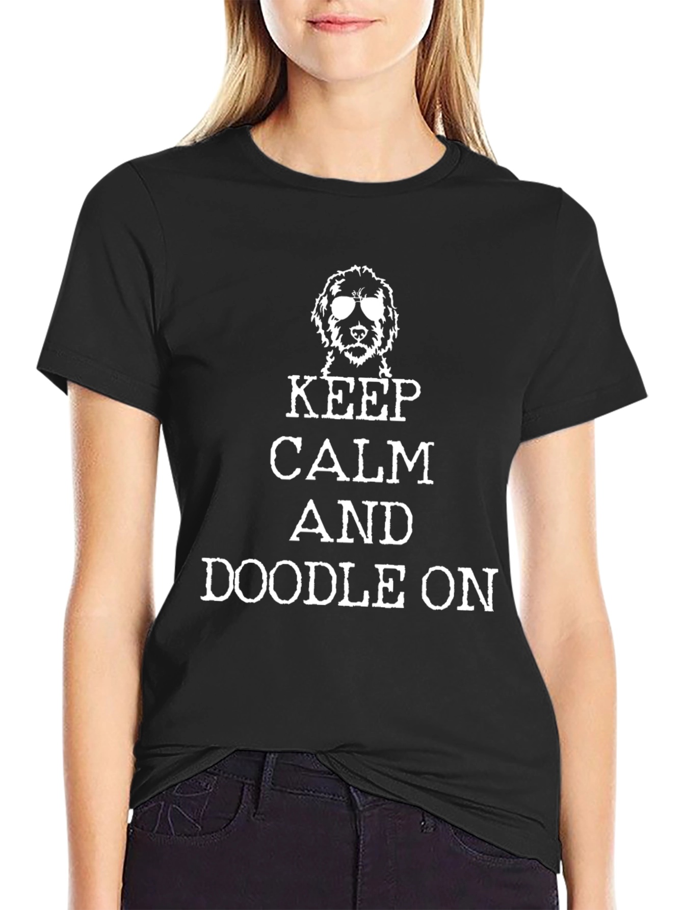 Keep Calm and Doodle On Black T-Shirt