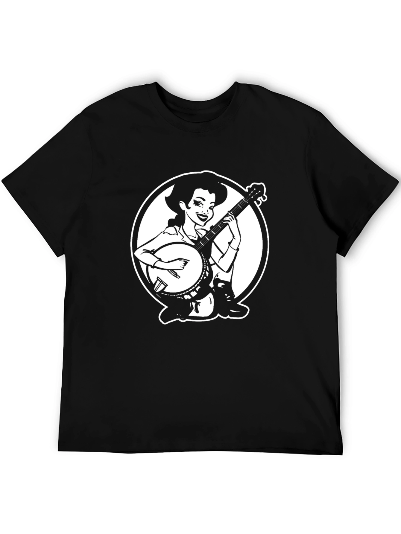 Black Banjo Girl T-Shirt - Unique Graphic Tee