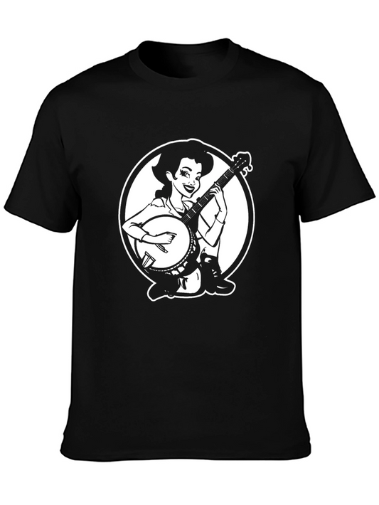 Black Banjo Girl T-Shirt - Unique Graphic Tee