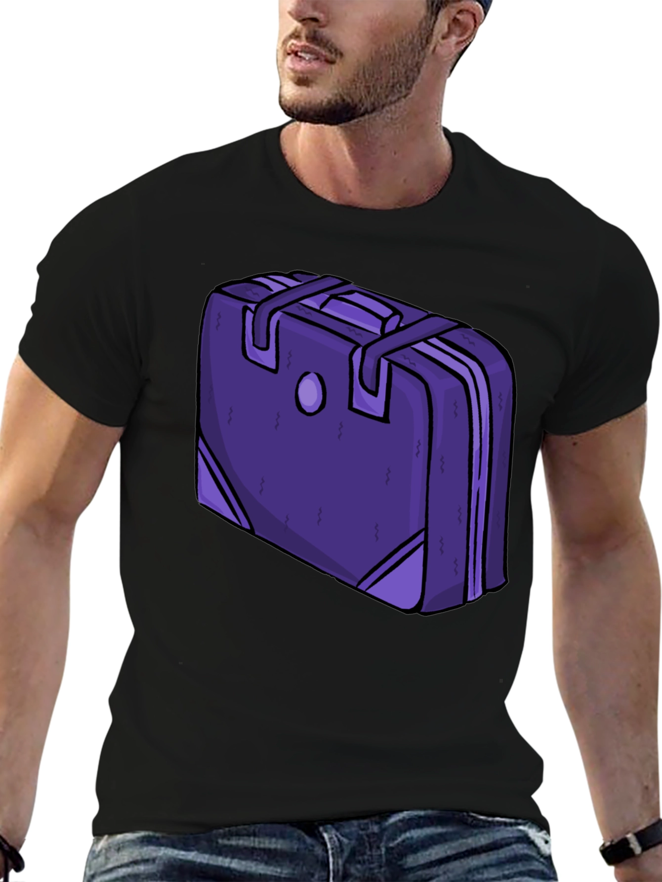 Purple Suitcase Graphic Tee - Novelty Travel Shirt
