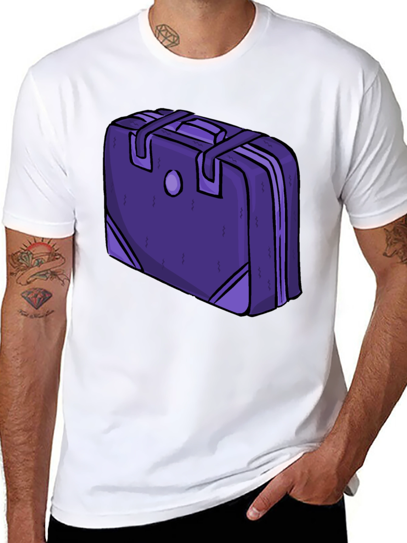 Purple Suitcase Graphic Tee - Novelty Travel Shirt