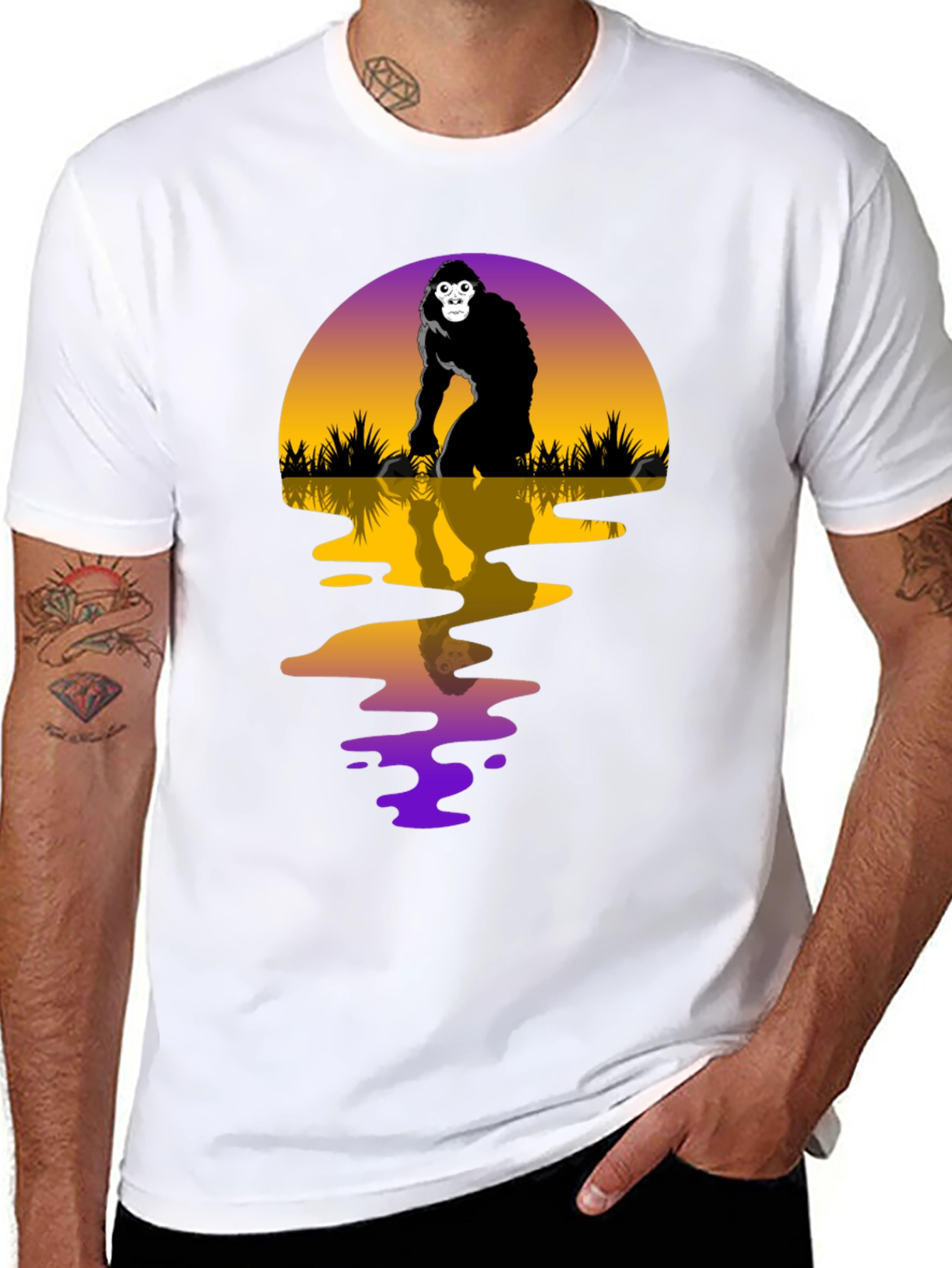 Gorilla Sunset Graphic Tee - Black