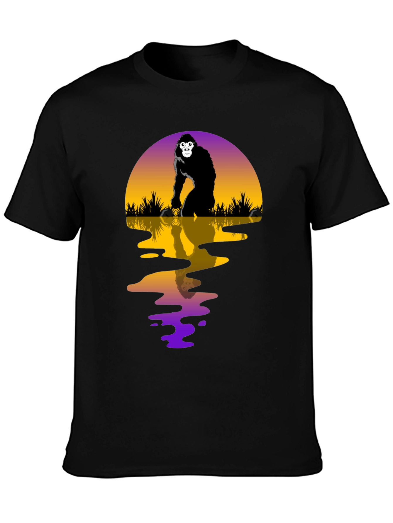 Gorilla Sunset Graphic Tee - Black
