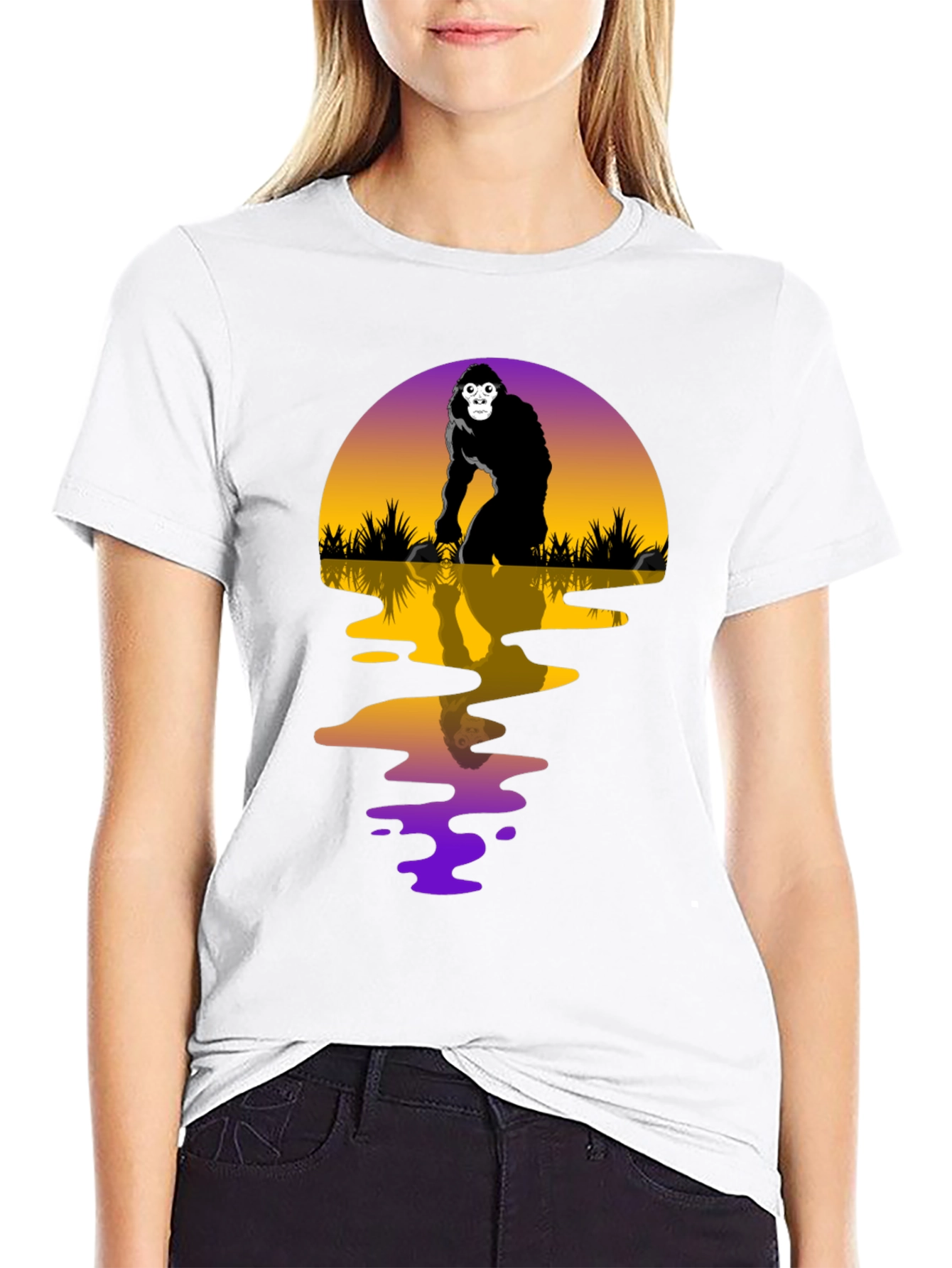 Gorilla Sunset Graphic Tee - Black