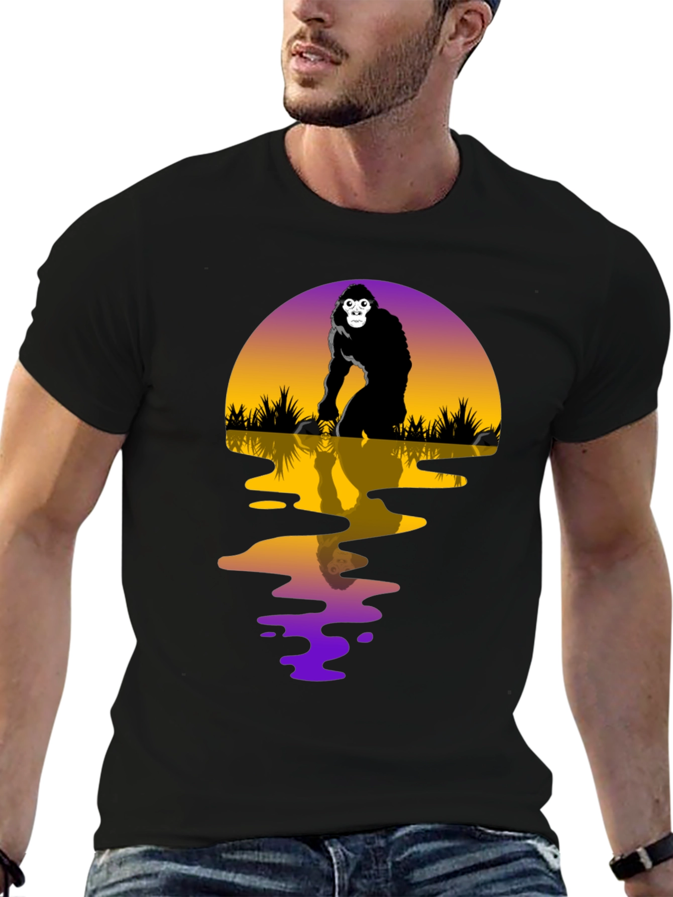 Gorilla Sunset Graphic Tee - Black