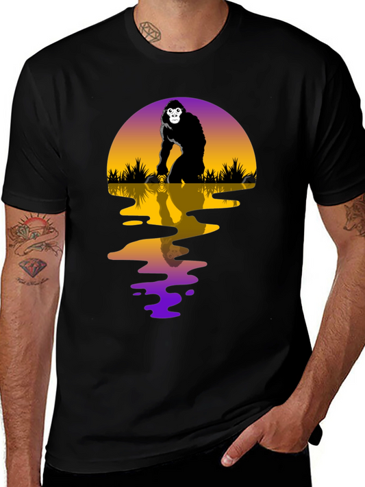 Gorilla Sunset Graphic Tee - Black