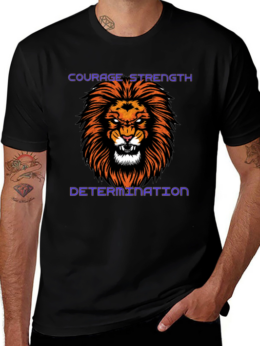 Courage Strength Determination Lion Graphic Tee