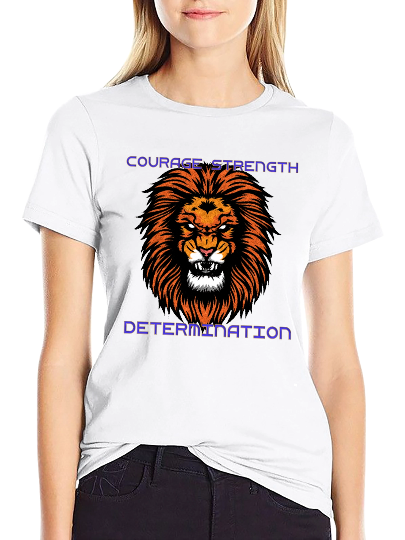 Courage Strength Determination Lion Graphic Tee