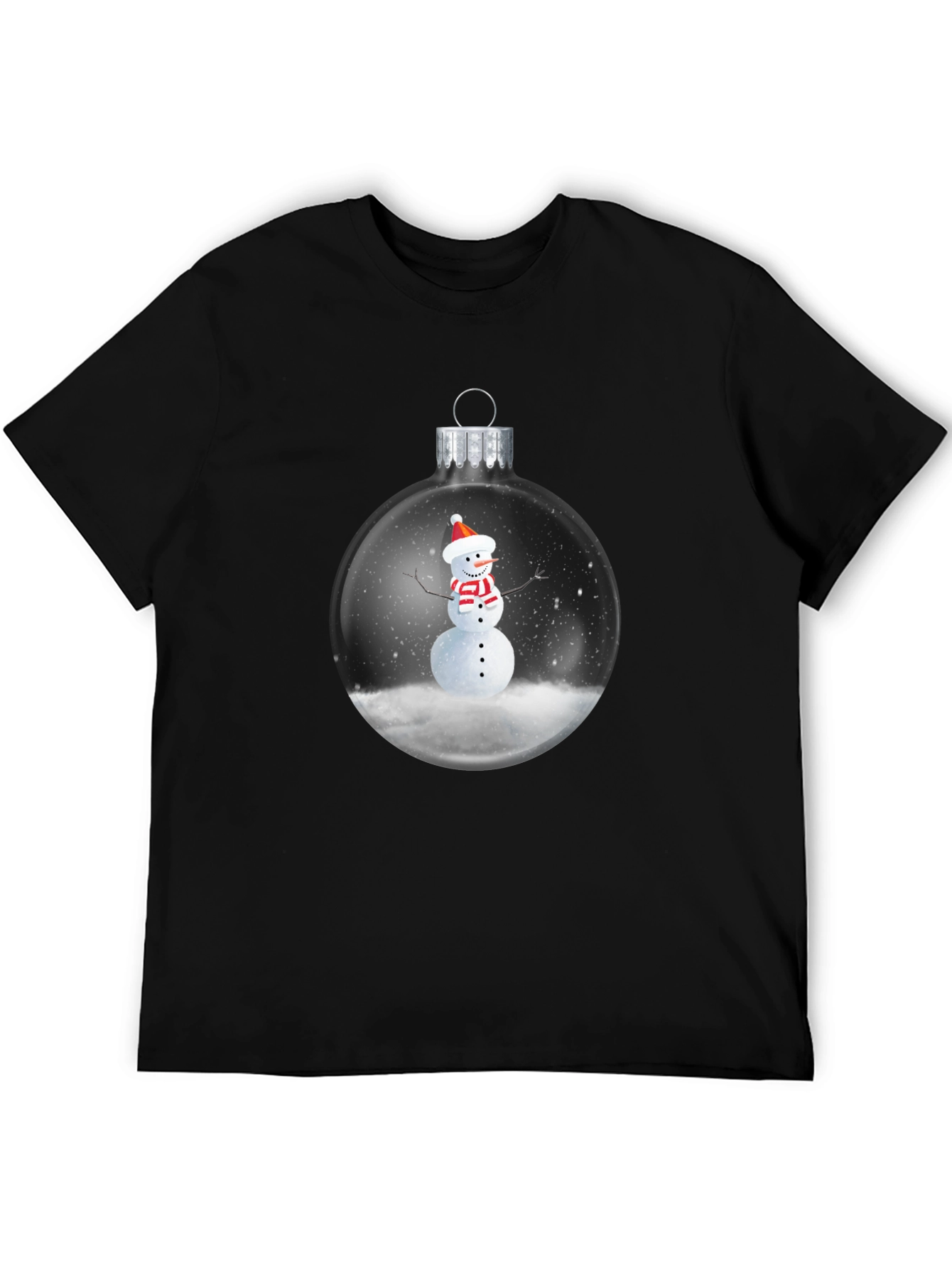 Snowman Ornament Graphic Tee - Black