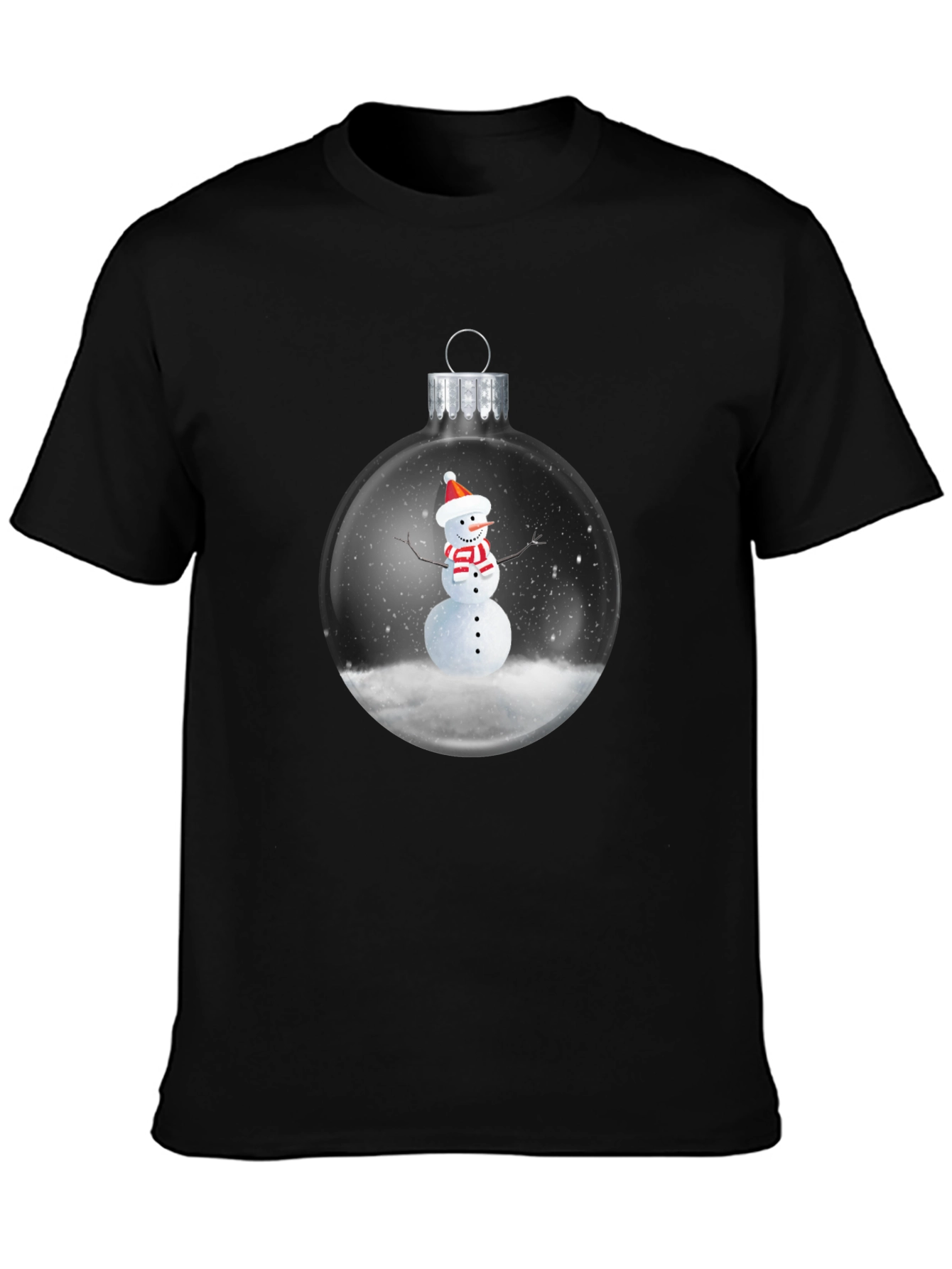 Snowman Ornament Graphic Tee - Black