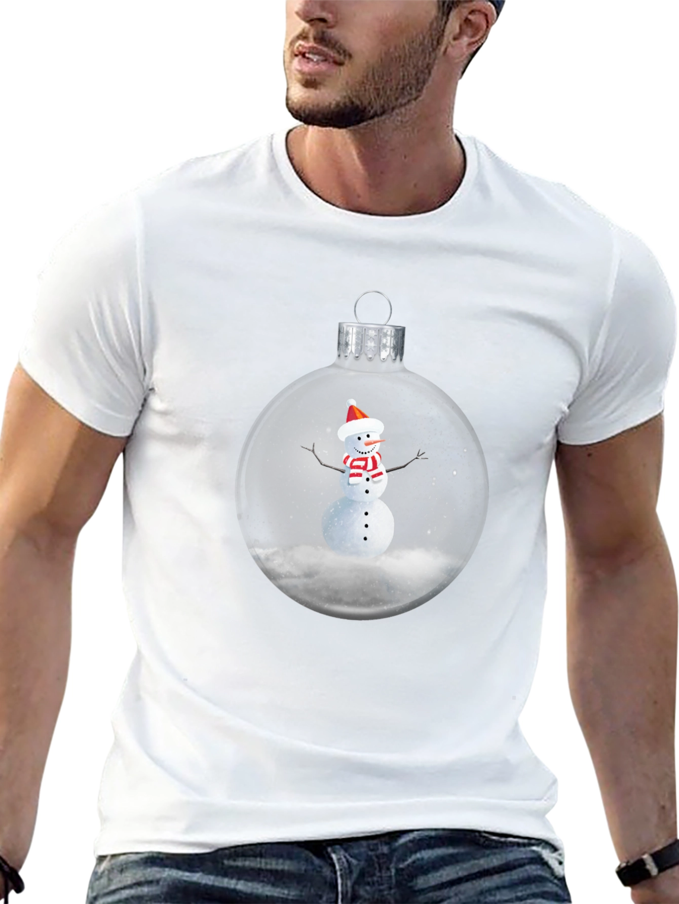 Snowman Ornament Graphic Tee - Black