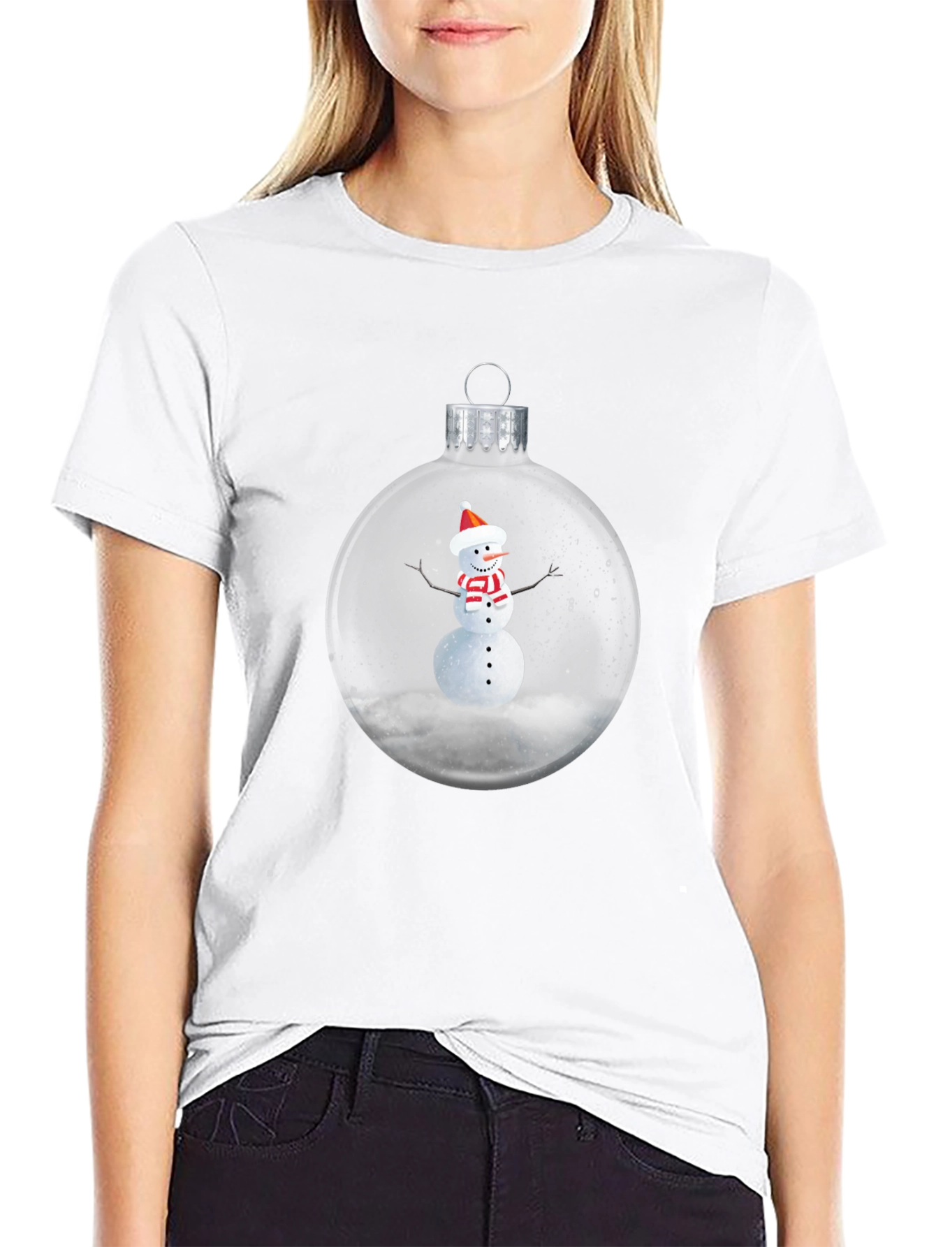 Snowman Ornament Graphic Tee - Black
