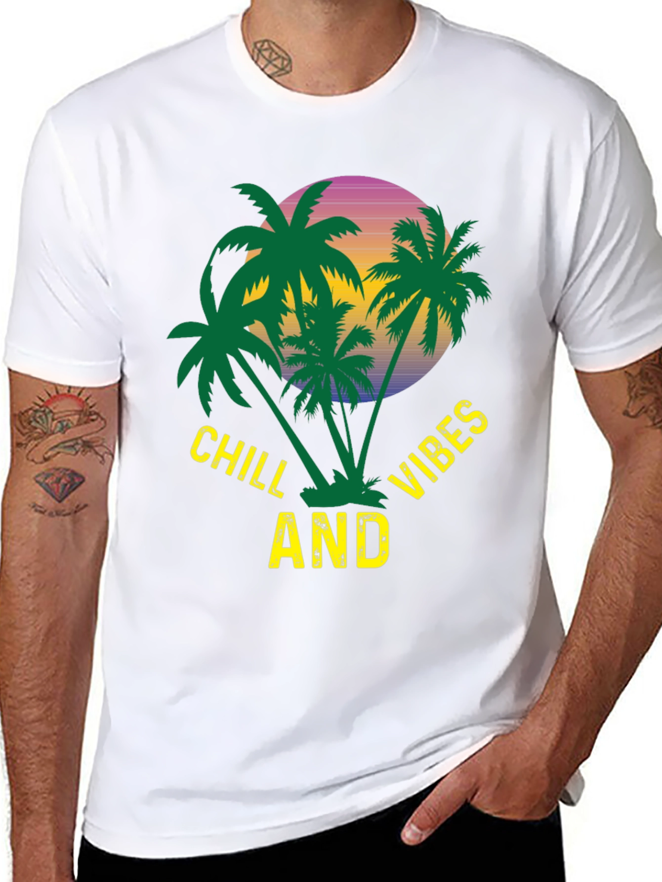 Chill Vibes Palm Tree Graphic T-Shirt