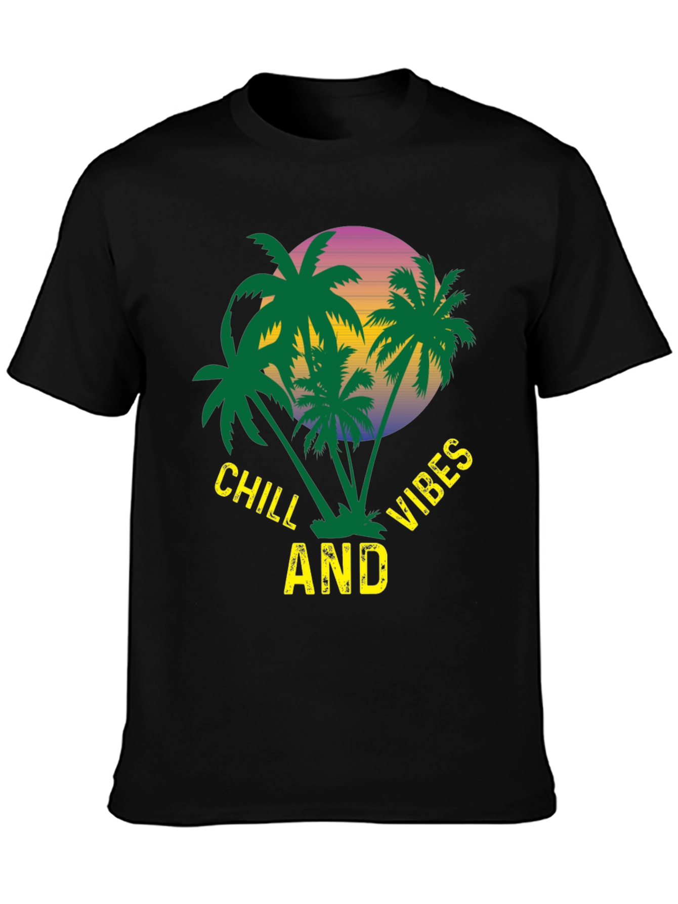 Chill Vibes Palm Tree Graphic T-Shirt