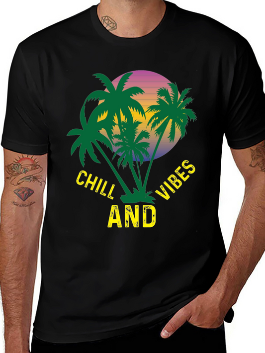 Chill Vibes Palm Tree Graphic T-Shirt