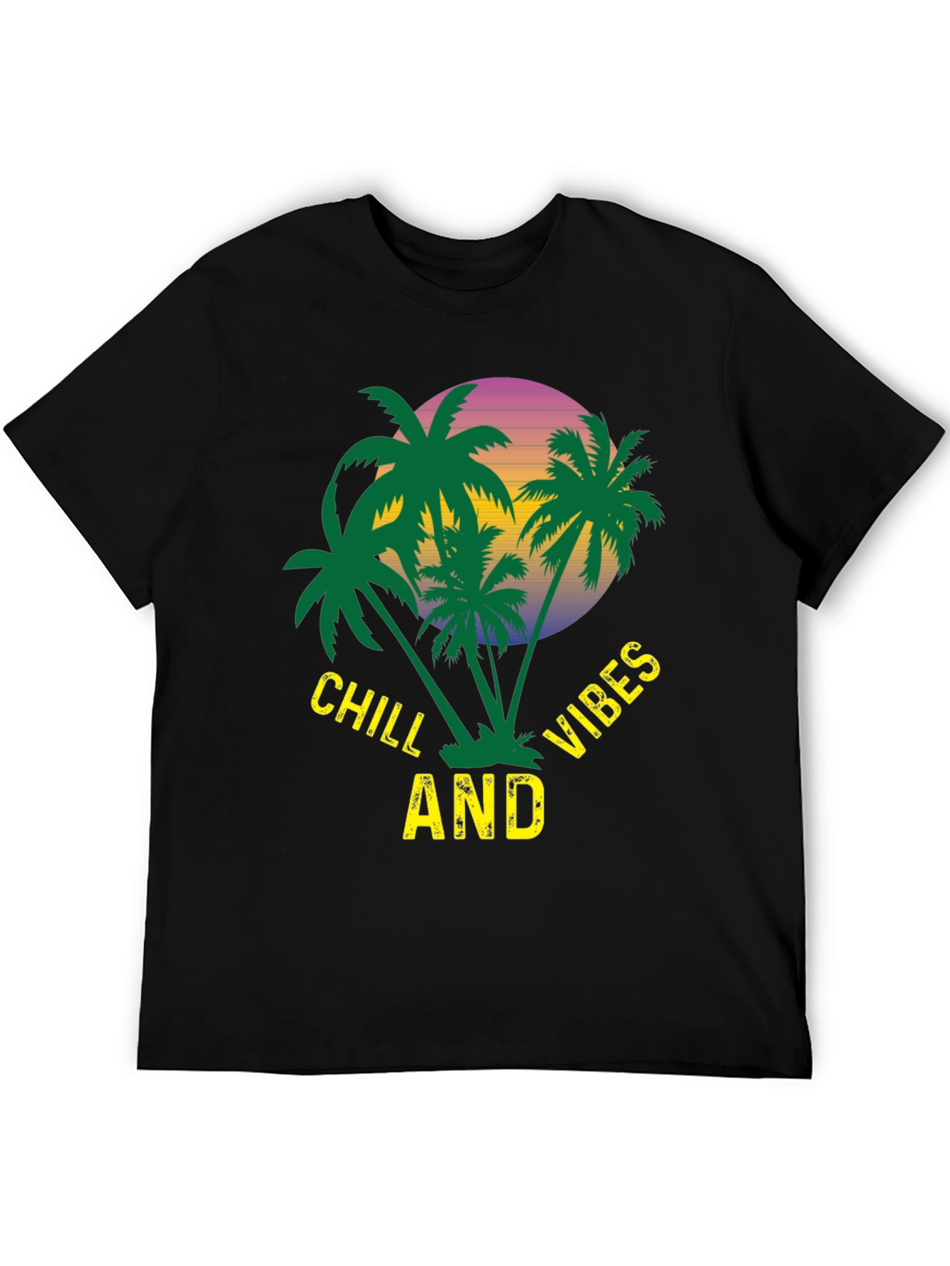 Chill Vibes Palm Tree Graphic T-Shirt