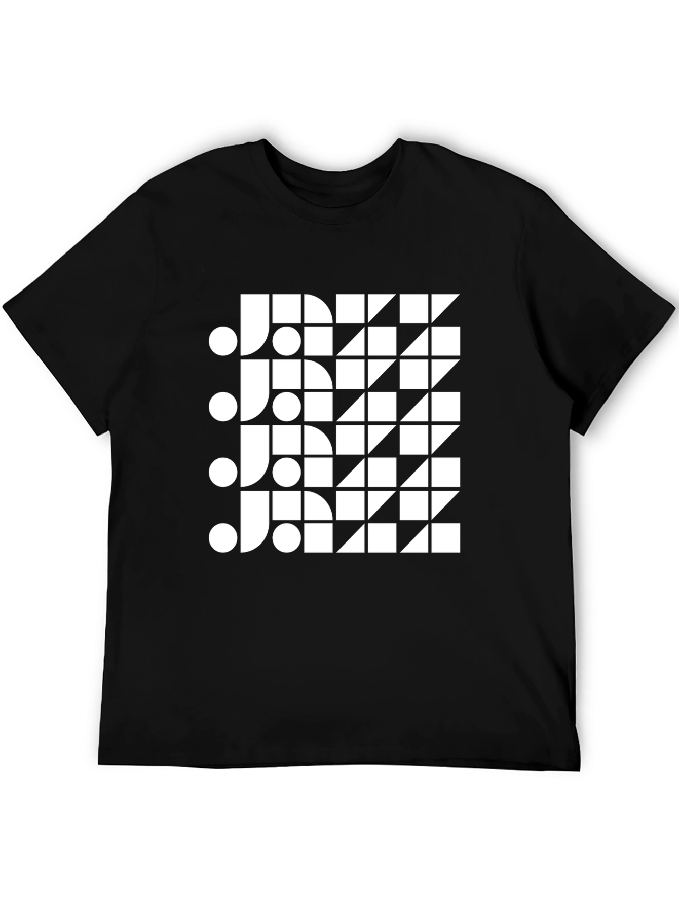 Modern Geometric Jazz Graphic Black T-Shirt