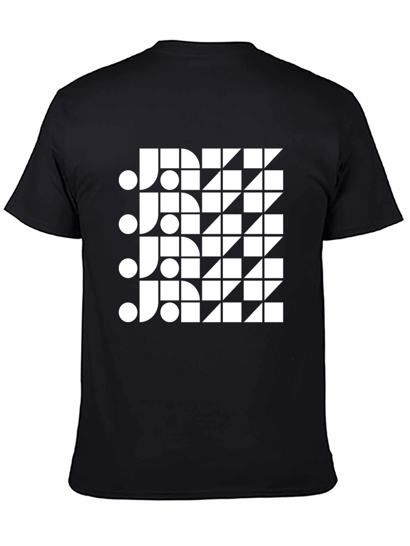 Modern Geometric Jazz Graphic Black T-Shirt