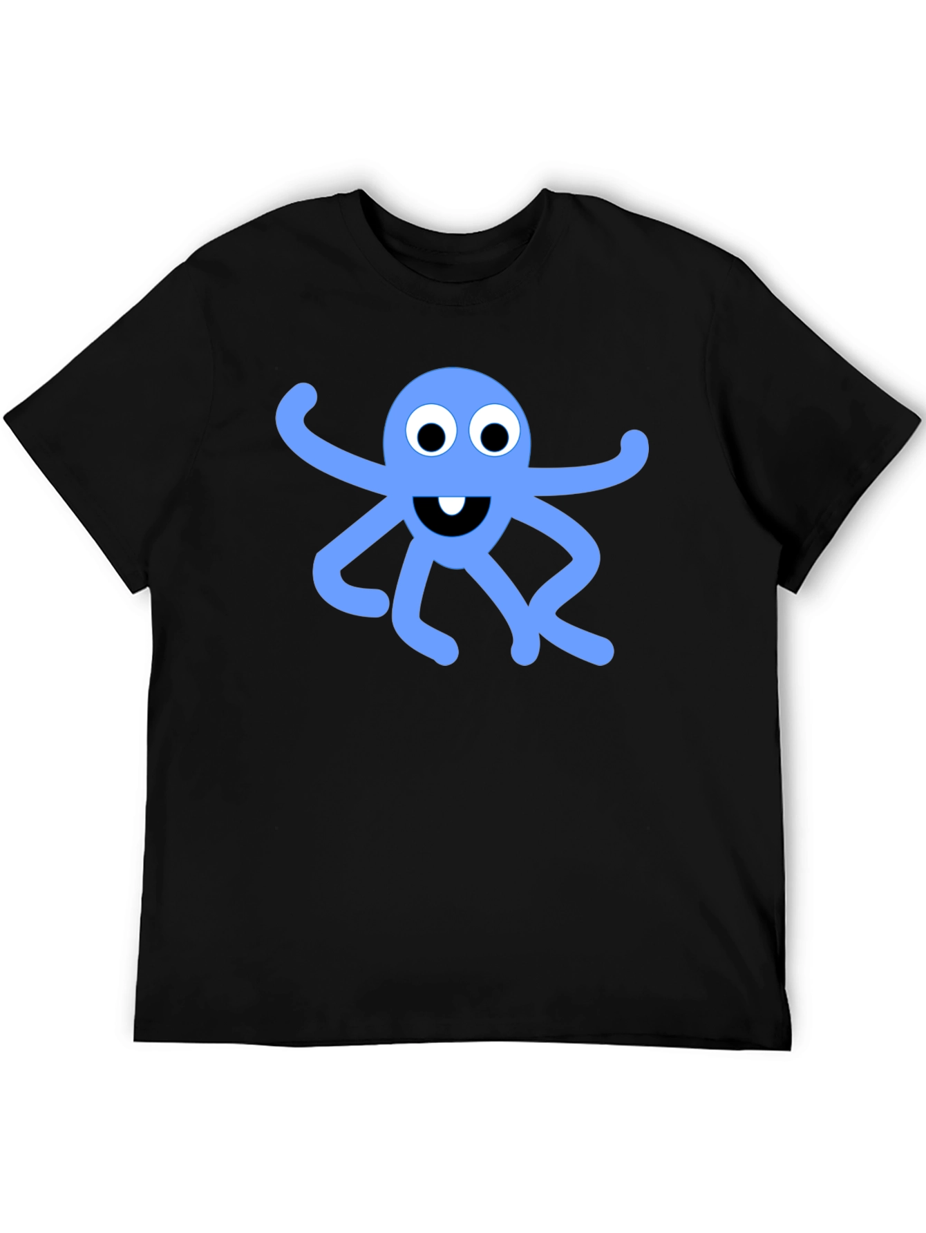 Black T-Shirt with Blue Octopus Graphic
