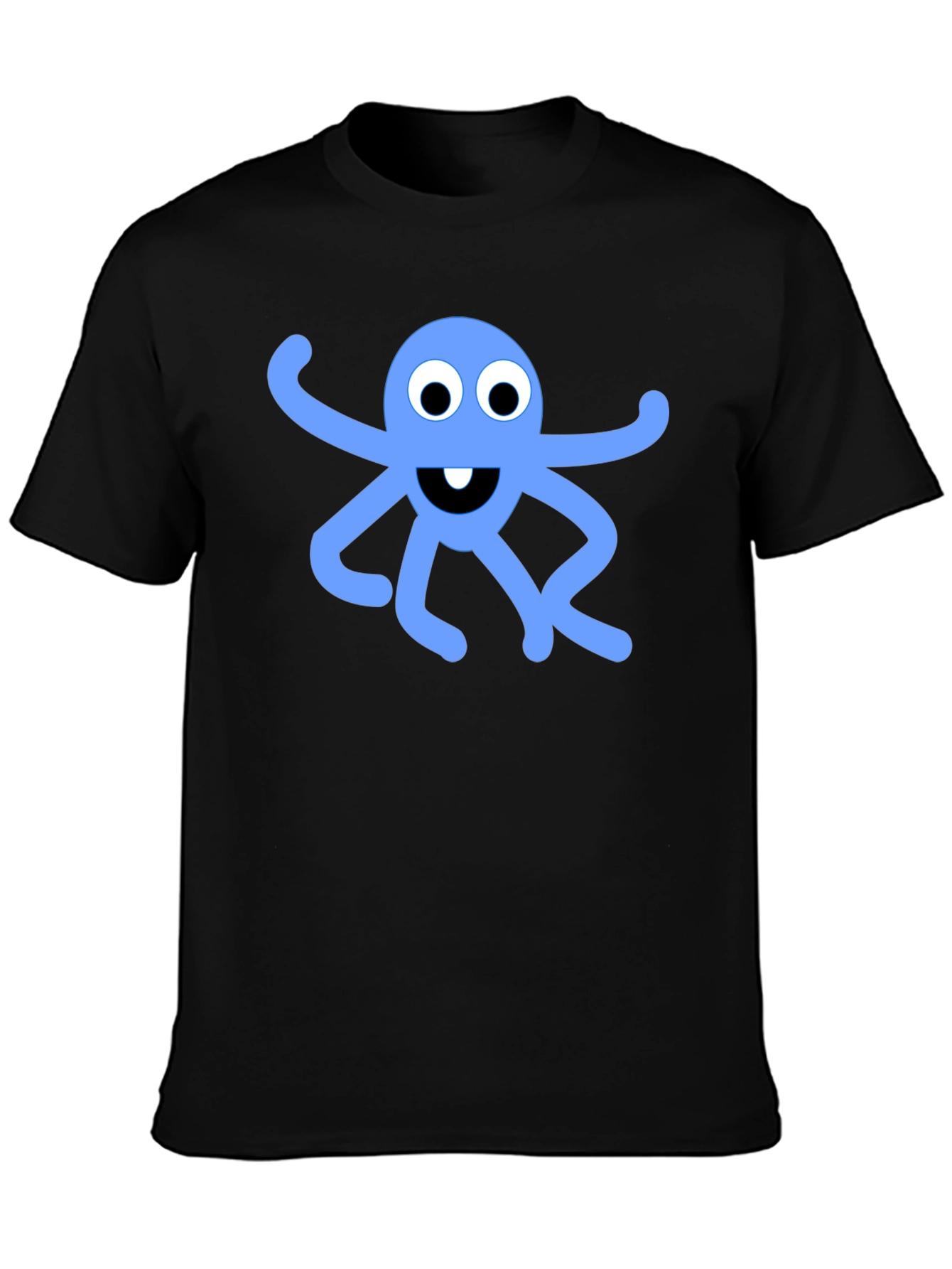 Black T-Shirt with Blue Octopus Graphic