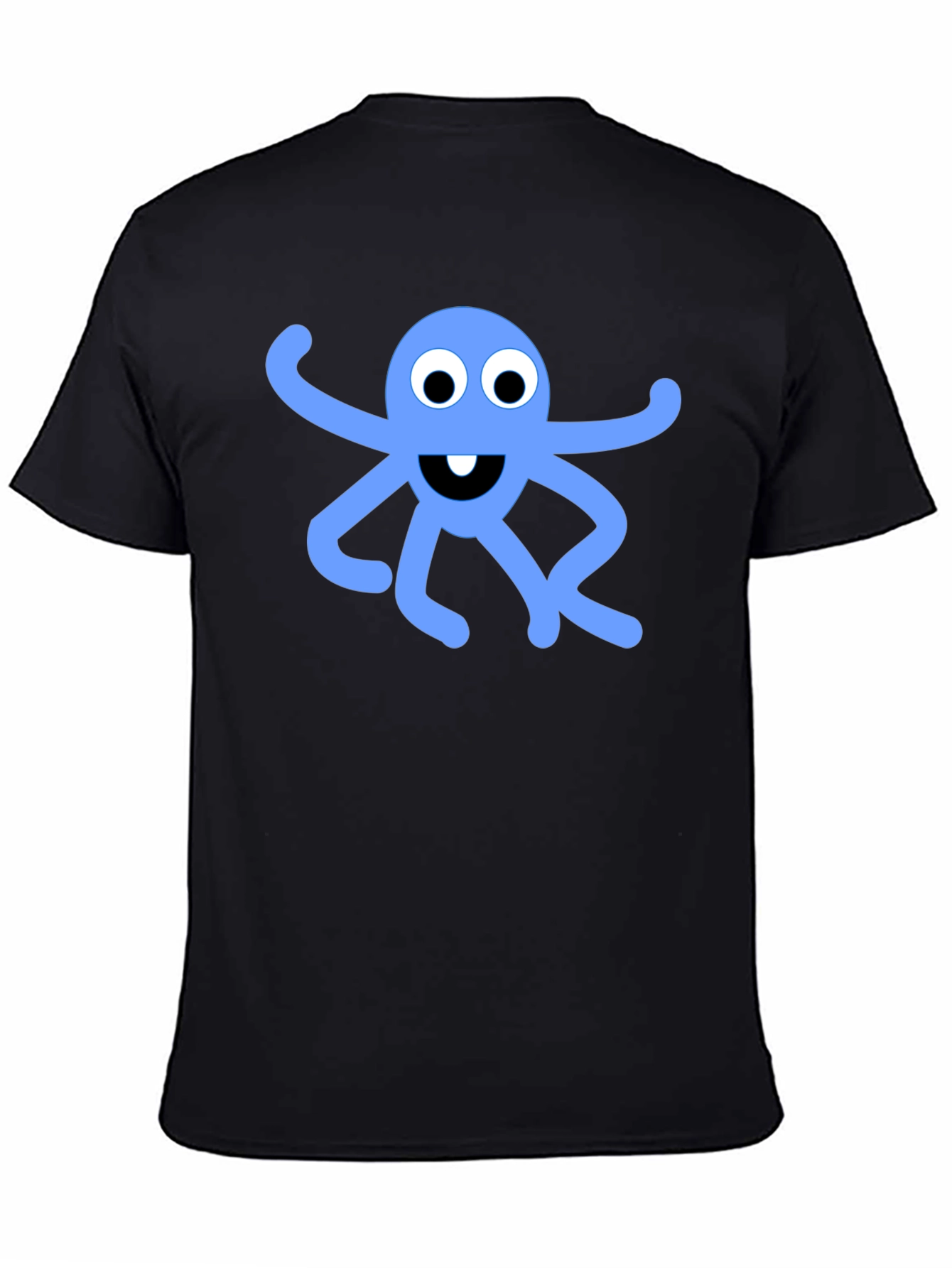 Black T-Shirt with Blue Octopus Graphic