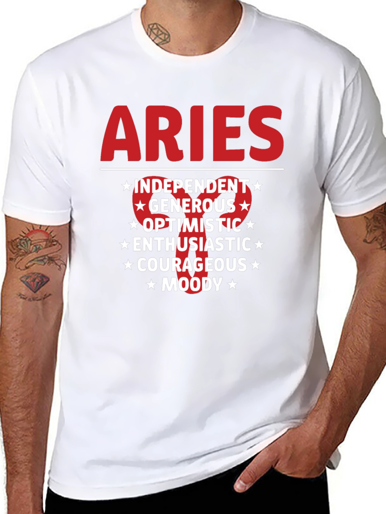 Aries Zodiac Sign T-Shirt - Red Graphic Tee