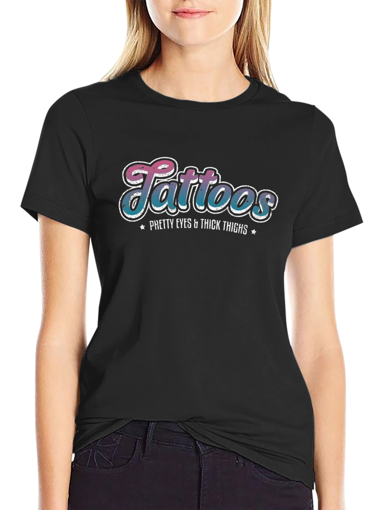 Tattoos Pretty Eyes Thick Thighs Graphic Tee