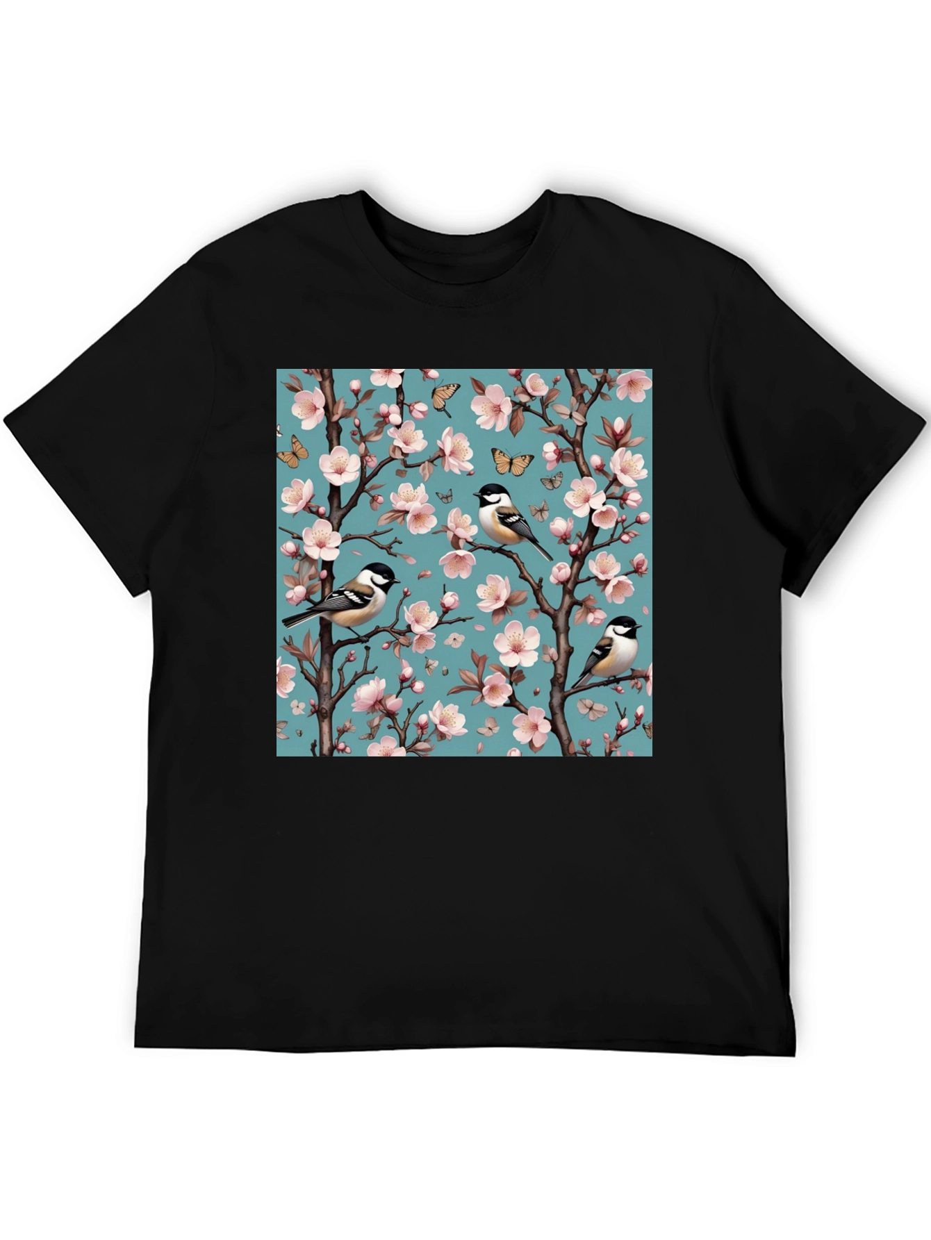 Floral Bird Print T-Shirt - Stylish Mens Tee