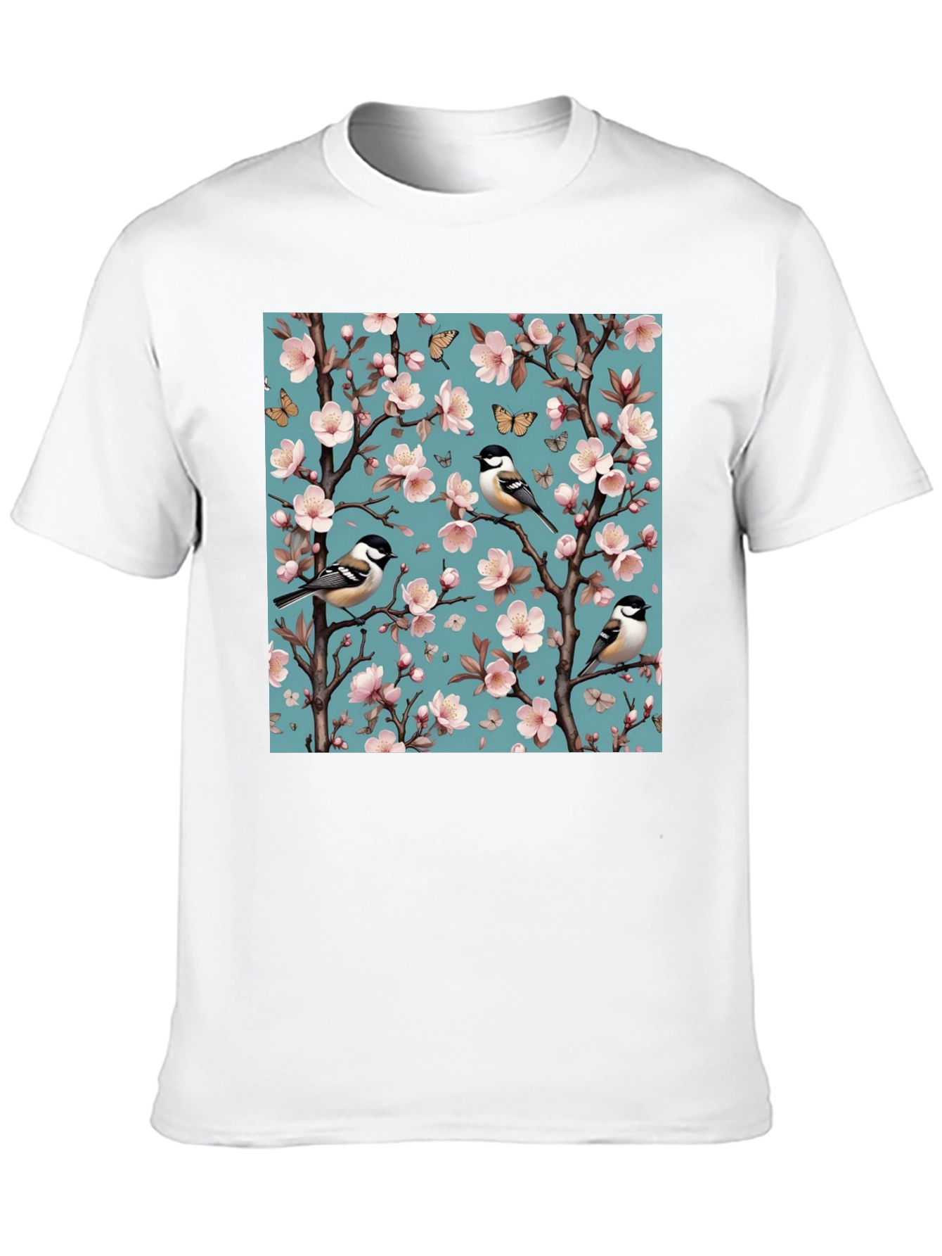 Floral Bird Print T-Shirt - Stylish Mens Tee