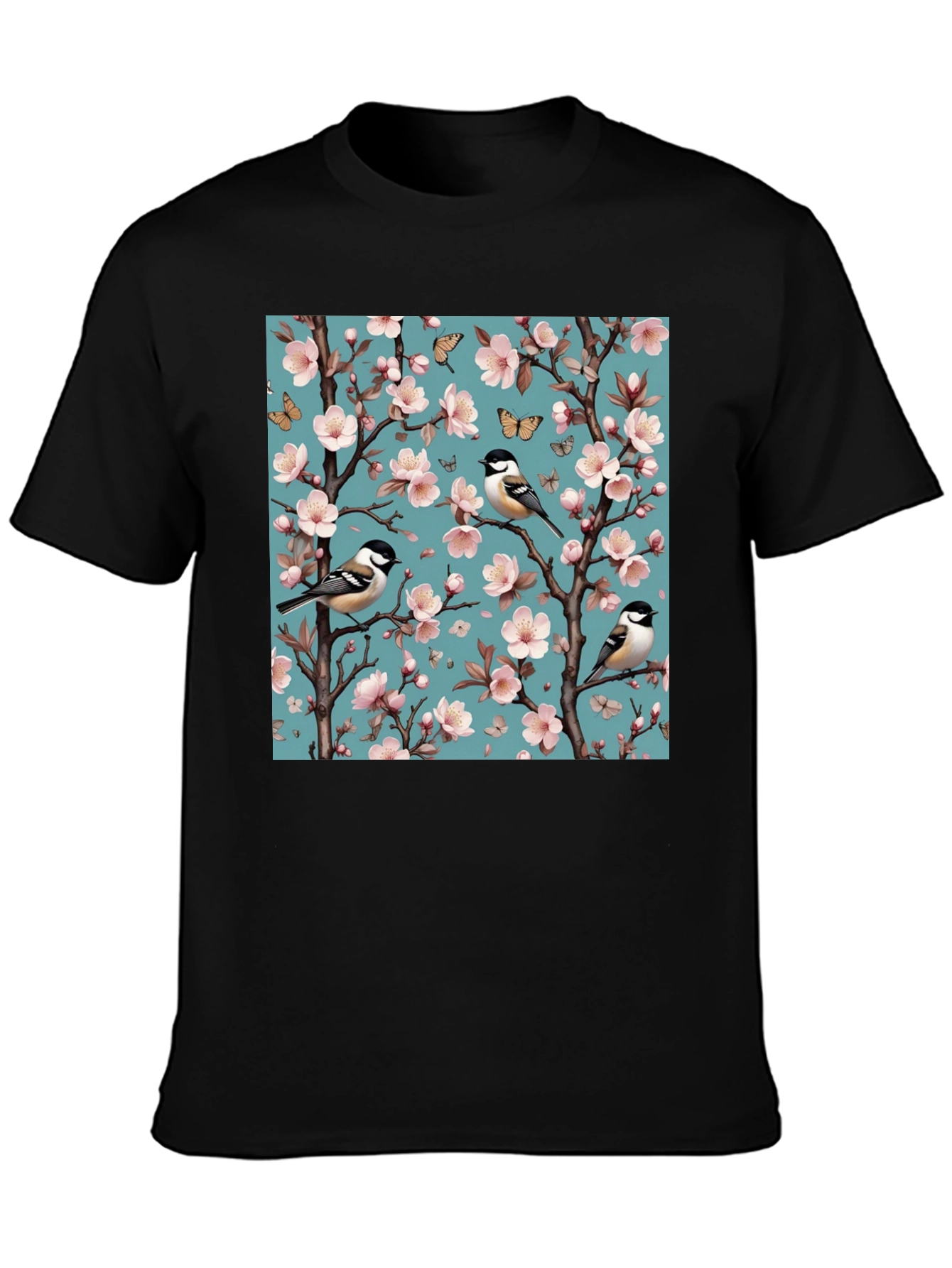 Floral Bird Print T-Shirt - Stylish Mens Tee